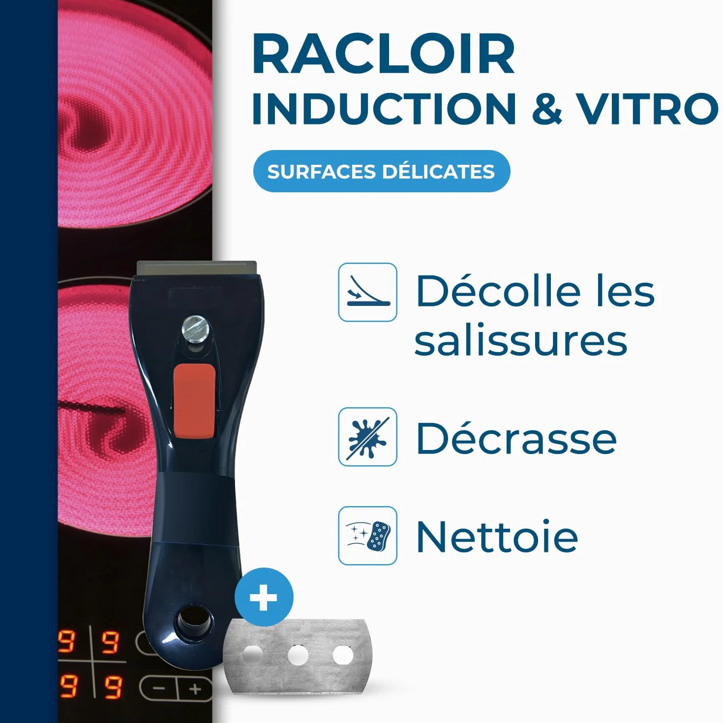 STARWAX Racloir plaques vitrocéramique induction lame inox rechange