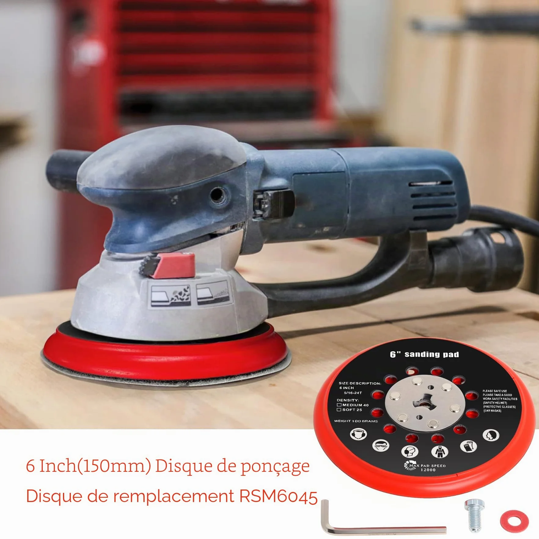 Plateau de Ponçage Compatible Bosch RSM6045 150mm 72 Trous GEX 34-150 GEX 40-150 GET 75-150