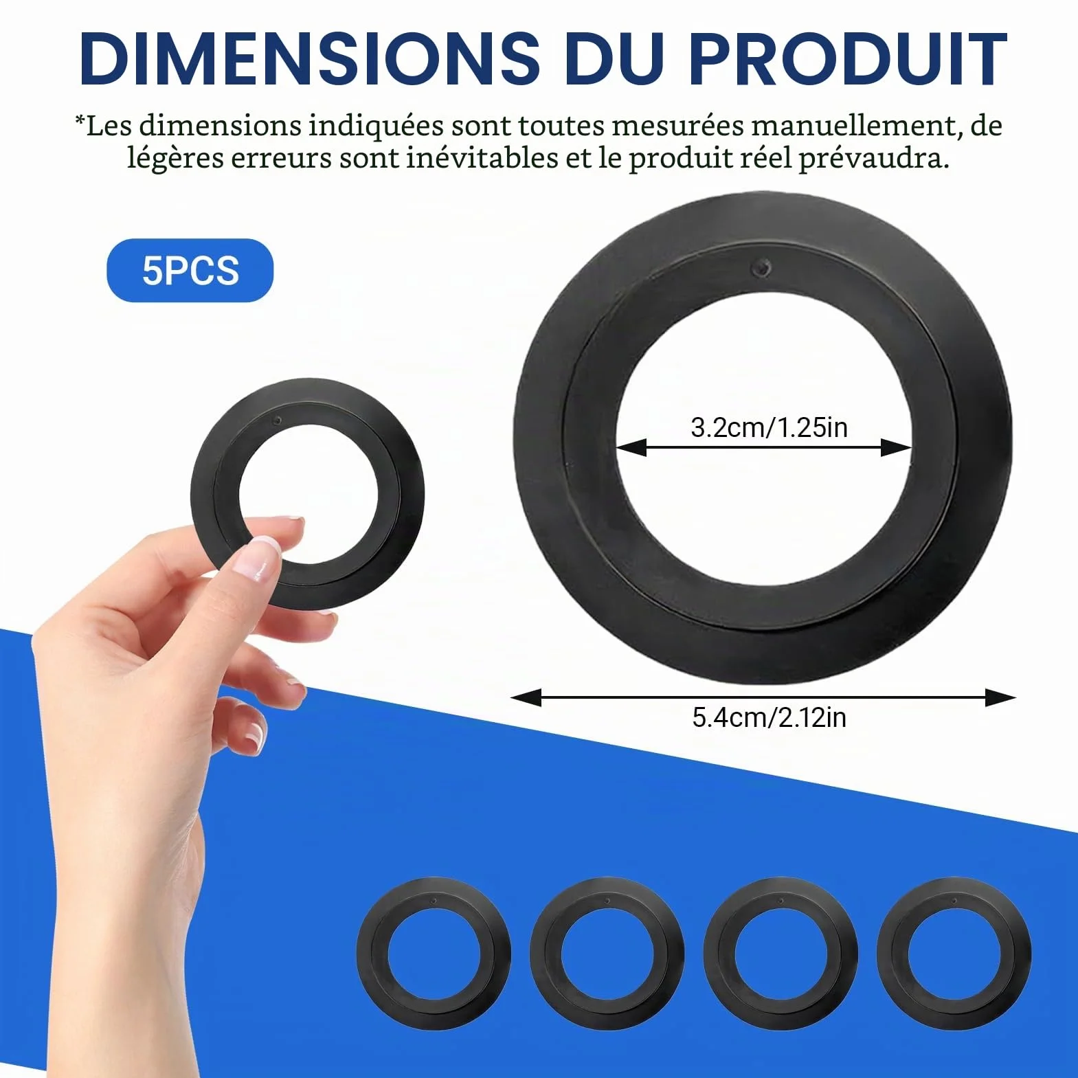 Joints Universels pour Bonde D'Évier, Joint en Élastomère pour Paniers Filtrants, Accessoires de Bouchon D'Évier, Joint de Remplacement Ø Intérieur 32 Mm, Ø Extérieur 54 Mm