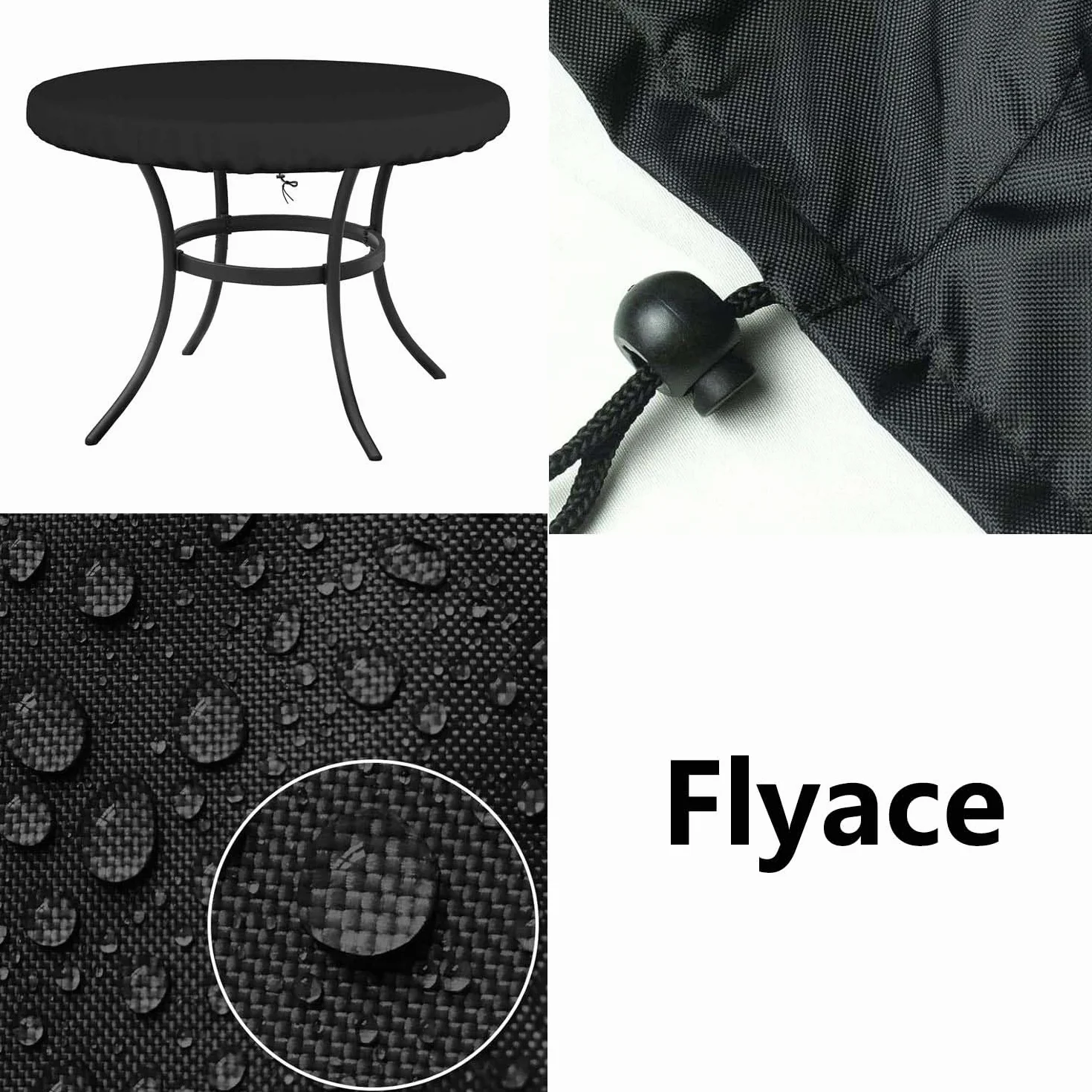 Flyace Housse Pateau Table de Jardin Housse Protection Table Jardin Ronde Bache Table de Jardin Exterieur Housse de Protection Ronde pour Table de Jardin Imperméable Anti UV Tissu Oxford 120x25cm