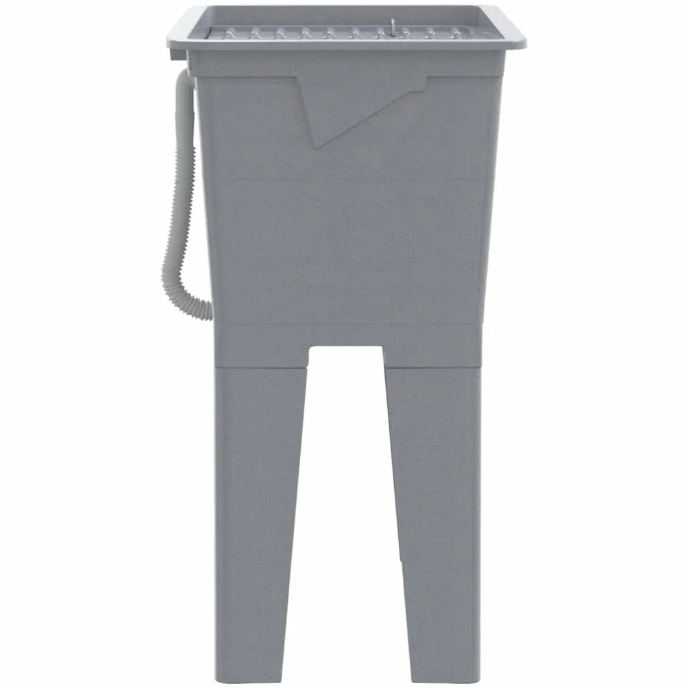 vidaXL Bac à Linge Gris 59x41x75 cm Résine, Évier Utilitaire Autoportant