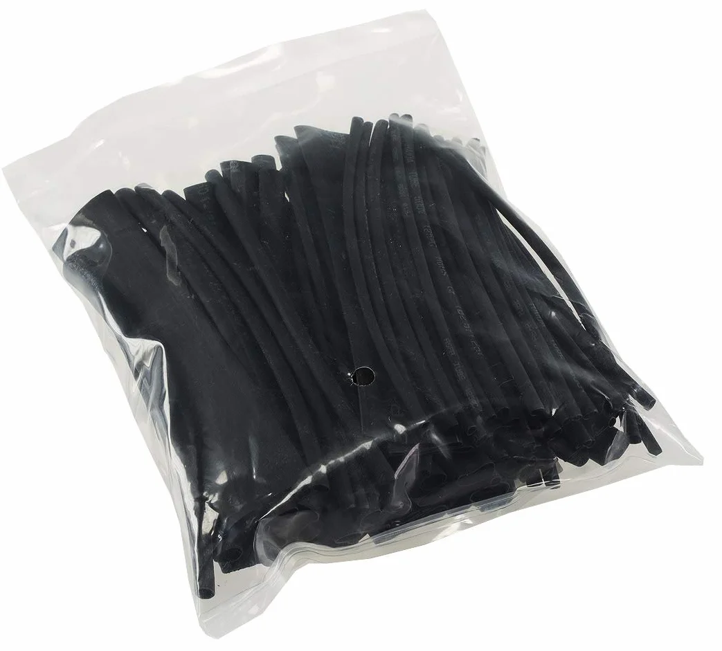 Set de gaine thermorétractable 100 pièces 6 tailles 2:1 Noir étanche isolant