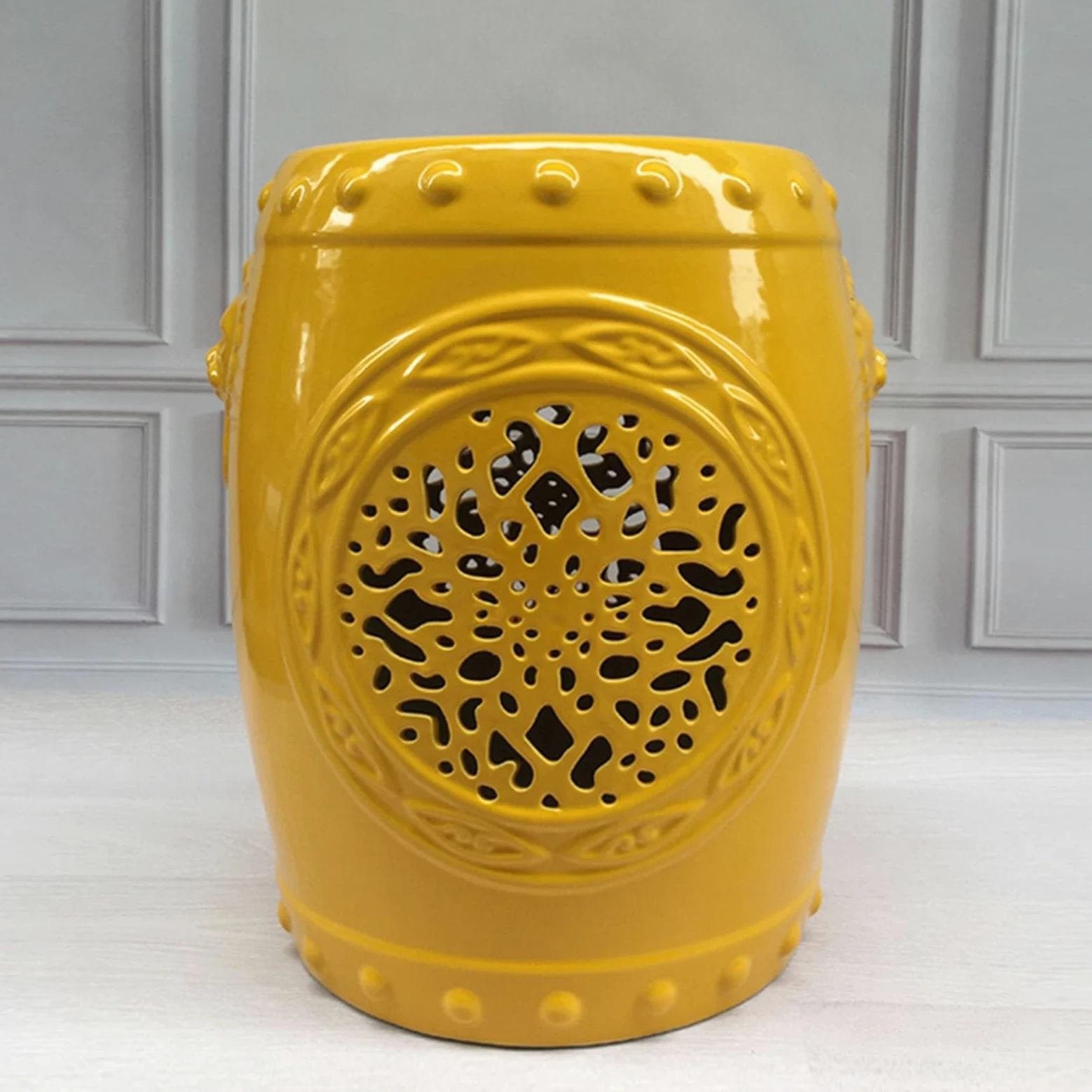 Tabouret De Jardin Chinois en Céramique, Tabouret Décoratif D'intérieur Et D'extérieur, Style Bohème, Style Campagnard Français, Idéal for Le Salon, Le Balcon Et Le Jardin(Wit)