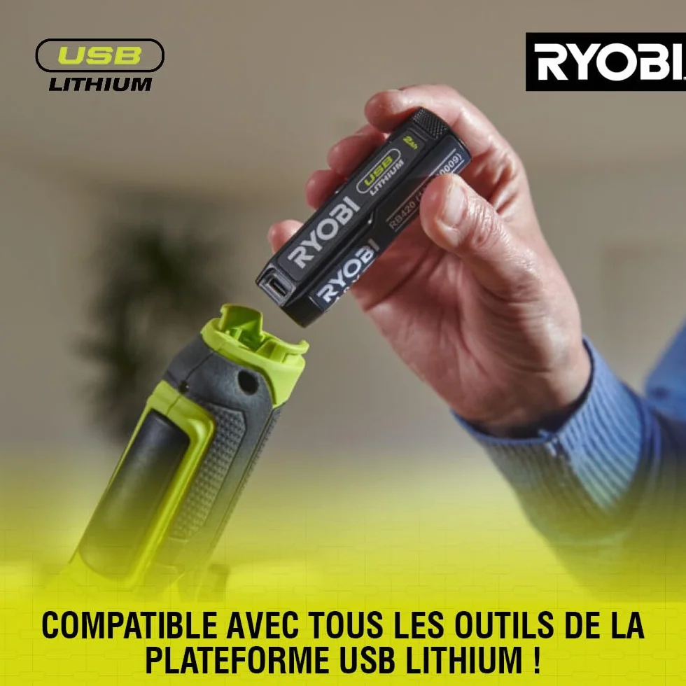 RYOBI RB4L30 Batterie 4V 3,0Ah USB Lithium Haute Capacité Fonction Powerbank USB-C