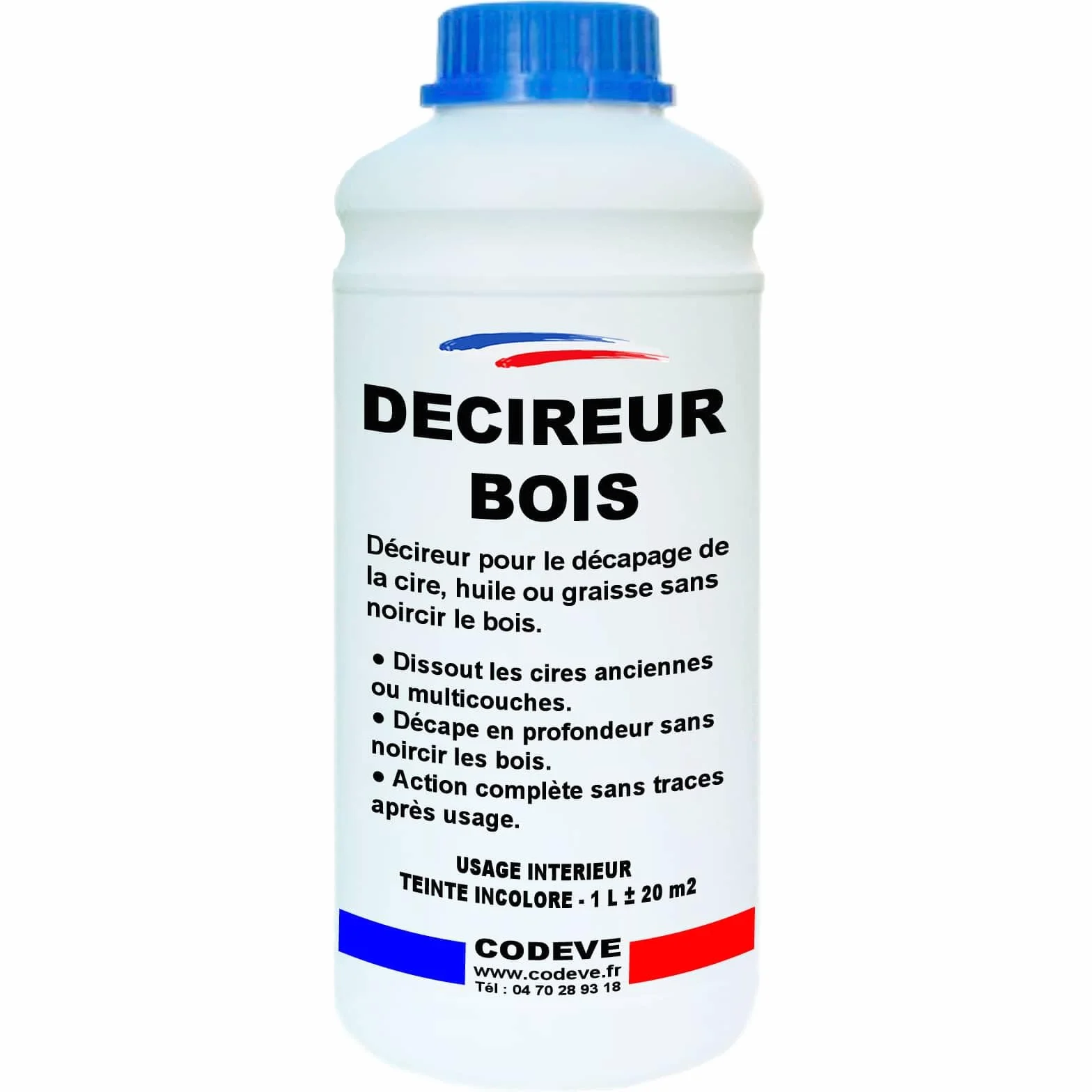 Codeve Bois 1L Décapant Intérieur Cire Huile Graisse Sans Noircir