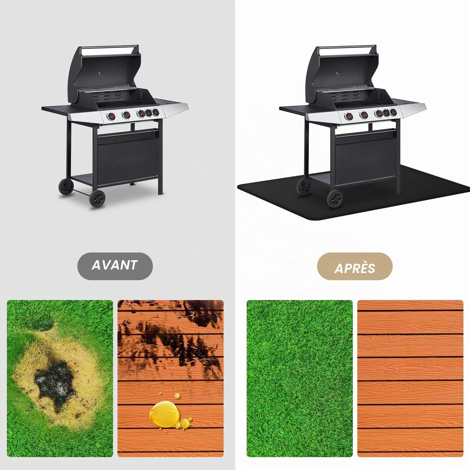 Tapis Anti feu pour Barbecue extérieur 100 x 150 cm Ignifuge Double Face Imperméable