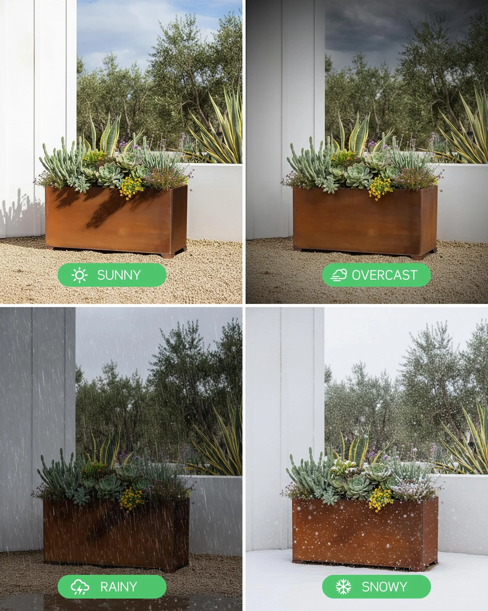 onlyfire Jardinière en Acier Corten 81,5 x 25,2 x 40,6 cm Bac à Fleurs Rectangulaire pour Jardin
