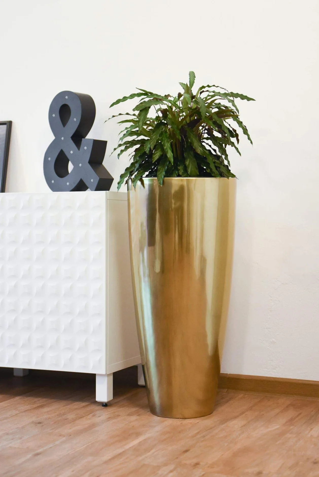 VIVANNO Bac à Fleurs en Fibre de Verre City Gold Metallic 80x37