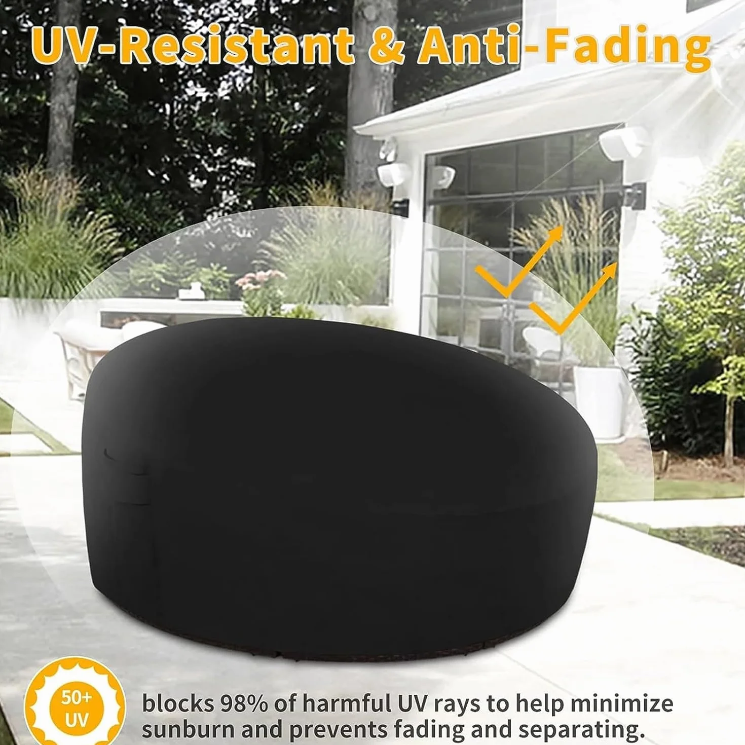 Housse de Protection Canapé-lit Rond Jardin 420D Oxford Imperméable Bâche Chaise Longue Ronde 228x83cm Noir