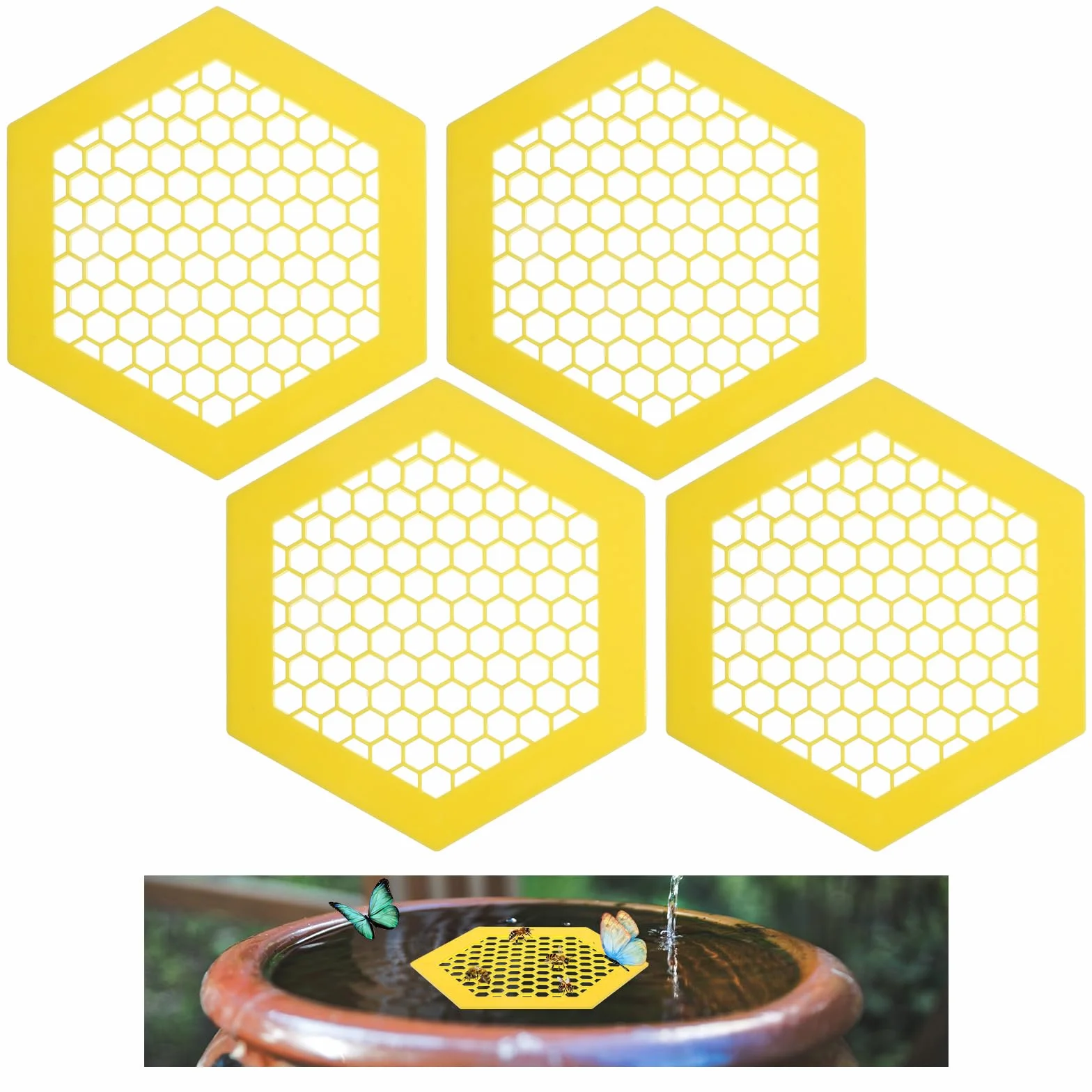 Lot de 4 îles flottantes pour abeilles 18 cm mangeoire abeilles arroseur insectes station eau papillon décoration jardin extérieur pollinisateurs