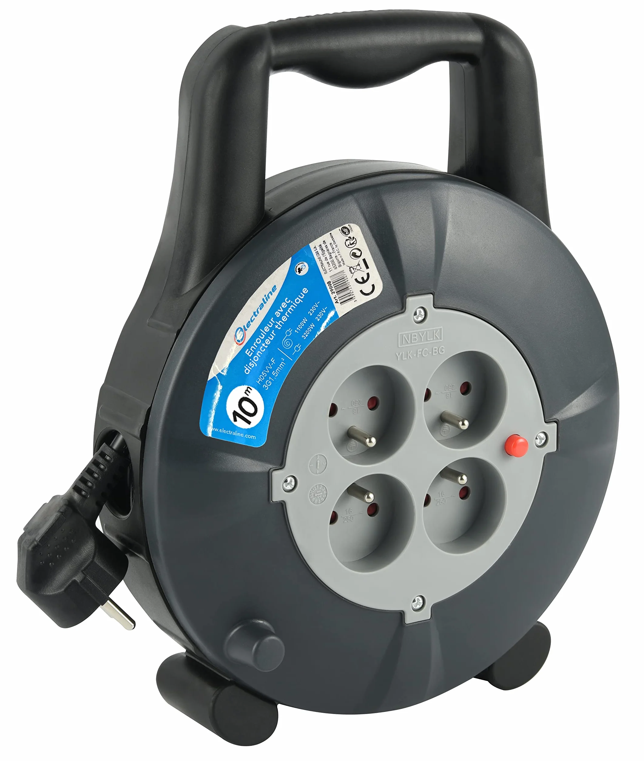 Electraline Enrouleur Rallonge 10m 16A 3G1,5 mm²
