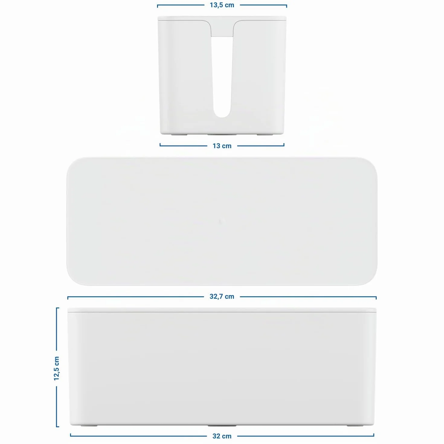 deleyCON Boîtier de Gestion des Câbles 32,7cm x 13,5cm x 12,5cm Plastique Robuste Blanc