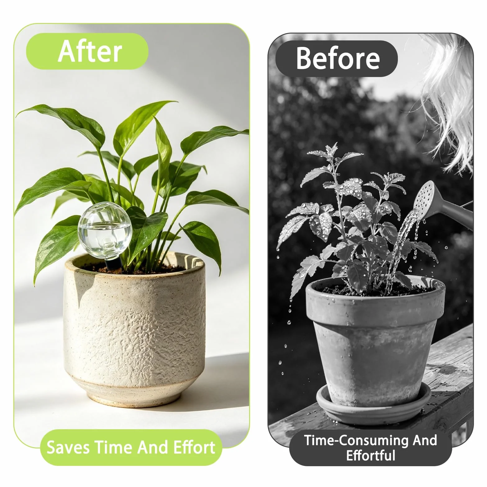 4 Boules d’Arrosage Plantes Globe Arrosage 500 ML, Système Arrosage Automatique Série, Irrigation Goutte à Goutte Transparent, pour Plantes Intérieur Balcon Jardin Vacances (Blanc*4)