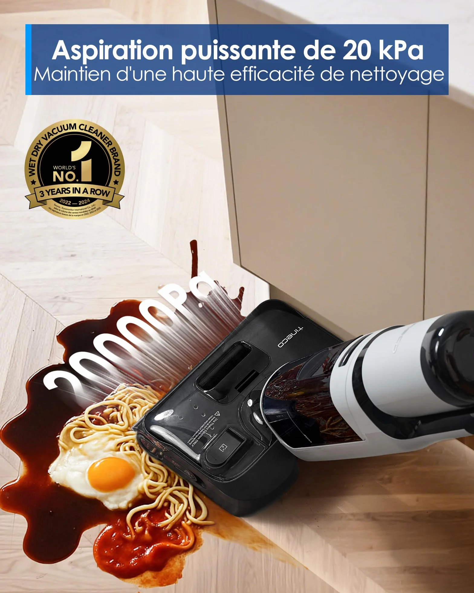 Tineco Floor One i5 Stretch Aspirateur Laveur Sec et Humide 20 kPa 180° 30 Min