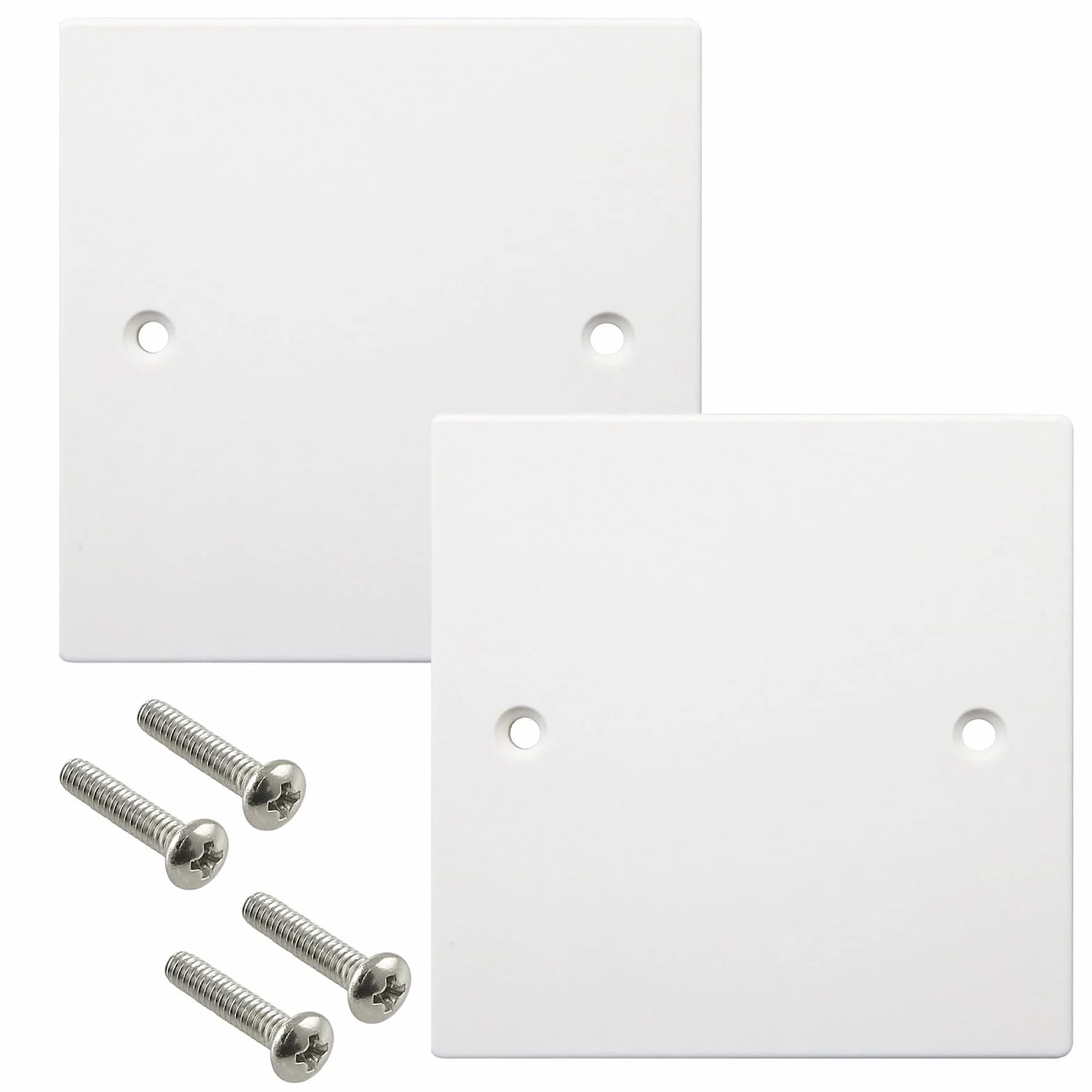 Lot de 2 plaques d'obturation pour prise de courant Blanc 86 mm x 86 mm
