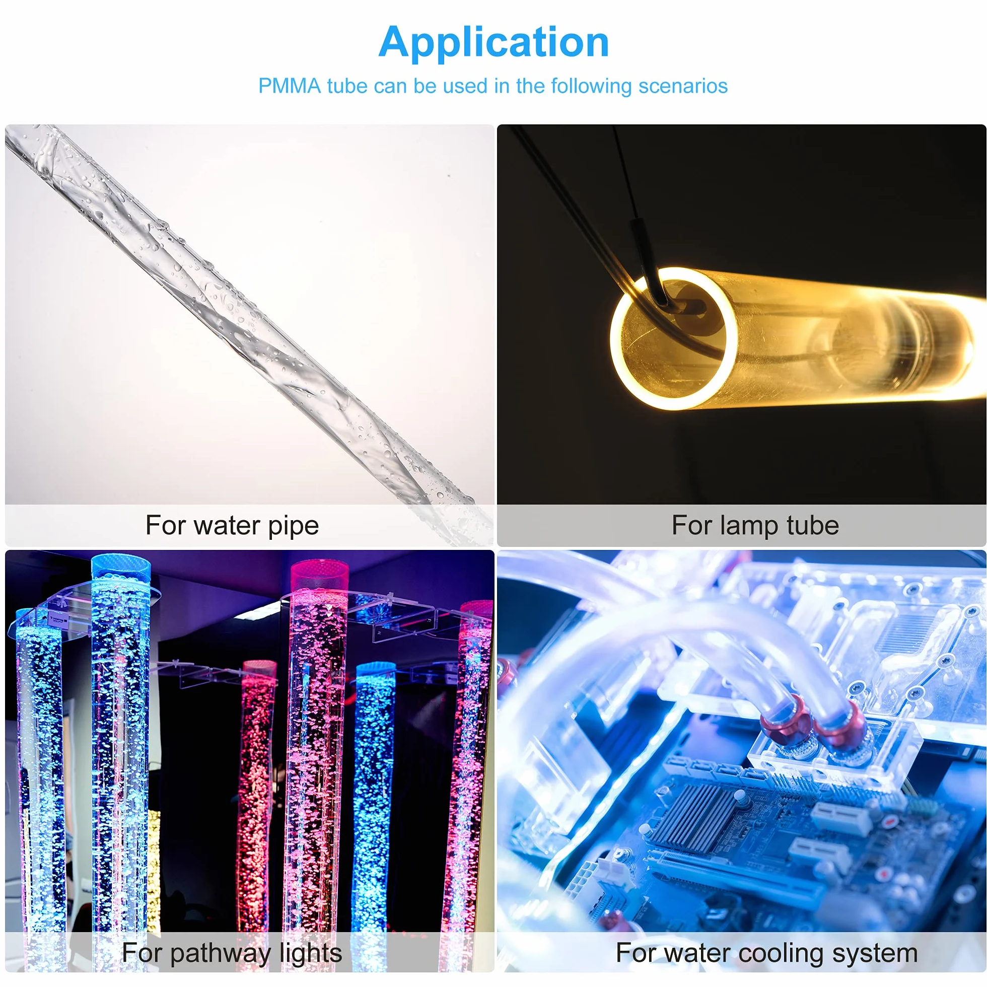 Sourcing Map Transparent Acrylique Tuyau 86mm ID x 90mm OD x 200mm Rond Tube