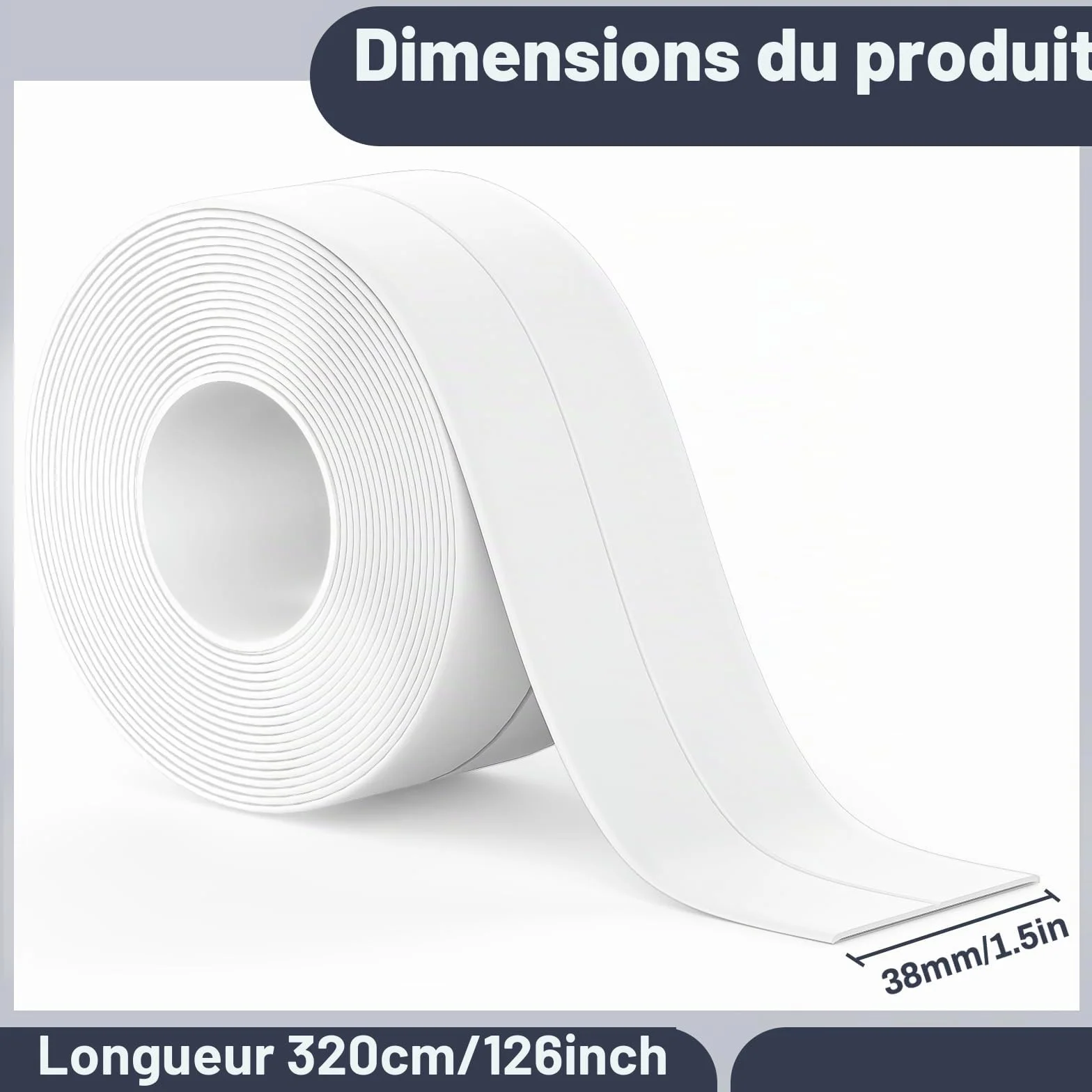 Mokani Ruban Joint Silicone Auto-Adhésif Bande Étanchéité Salle de Bain Blanc 320 x 3,8 cm