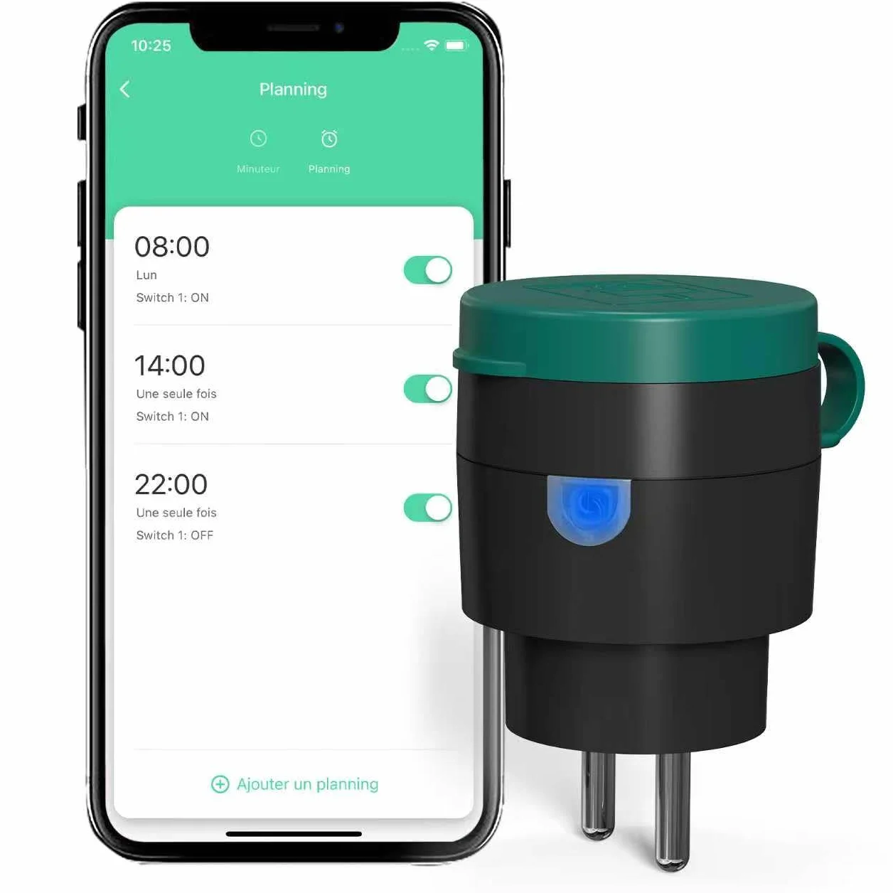 Prise connectée extérieure étanche WiFi 10A Type E IP44 compatible Alexa Google Assistant