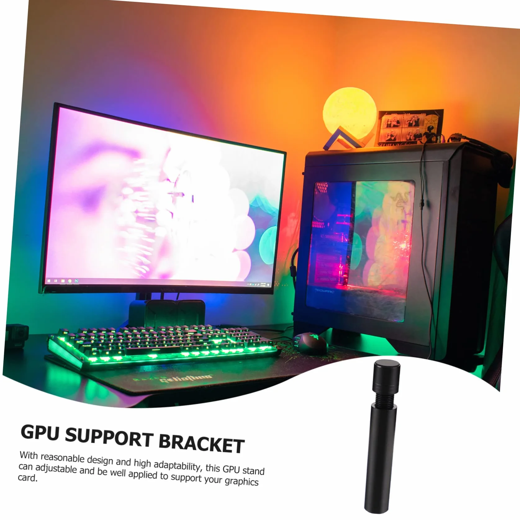 Support Carte Graphique Gpu Réglable Aluminium Antidérapant Compatible RX Anti-affaissement Extensible