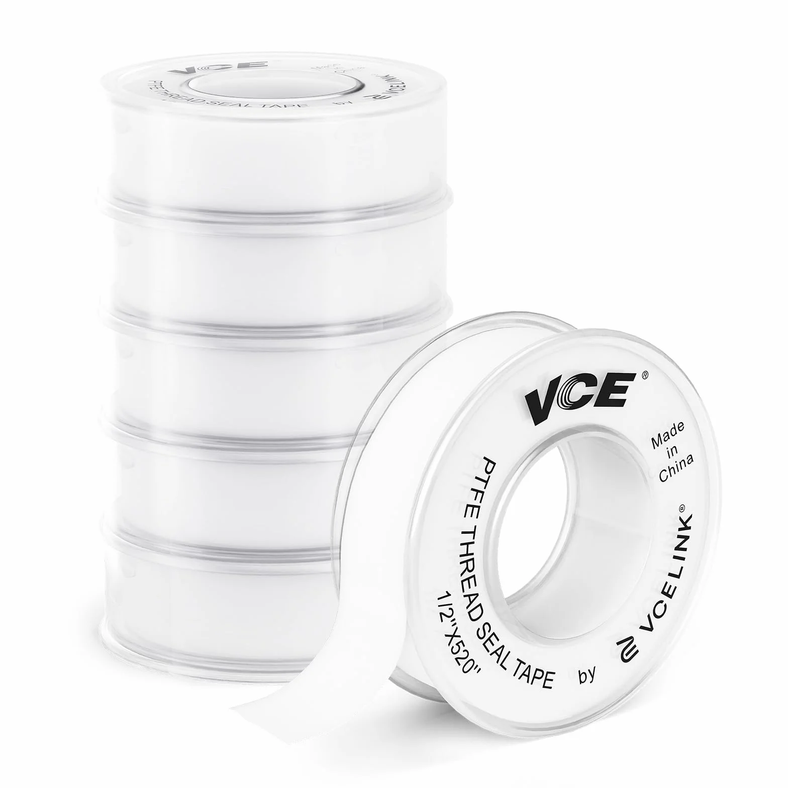 VCELINK Ruban d'Étanchéité PTFE 12mm x 13m Lot de 6 Rouleaux Blanc