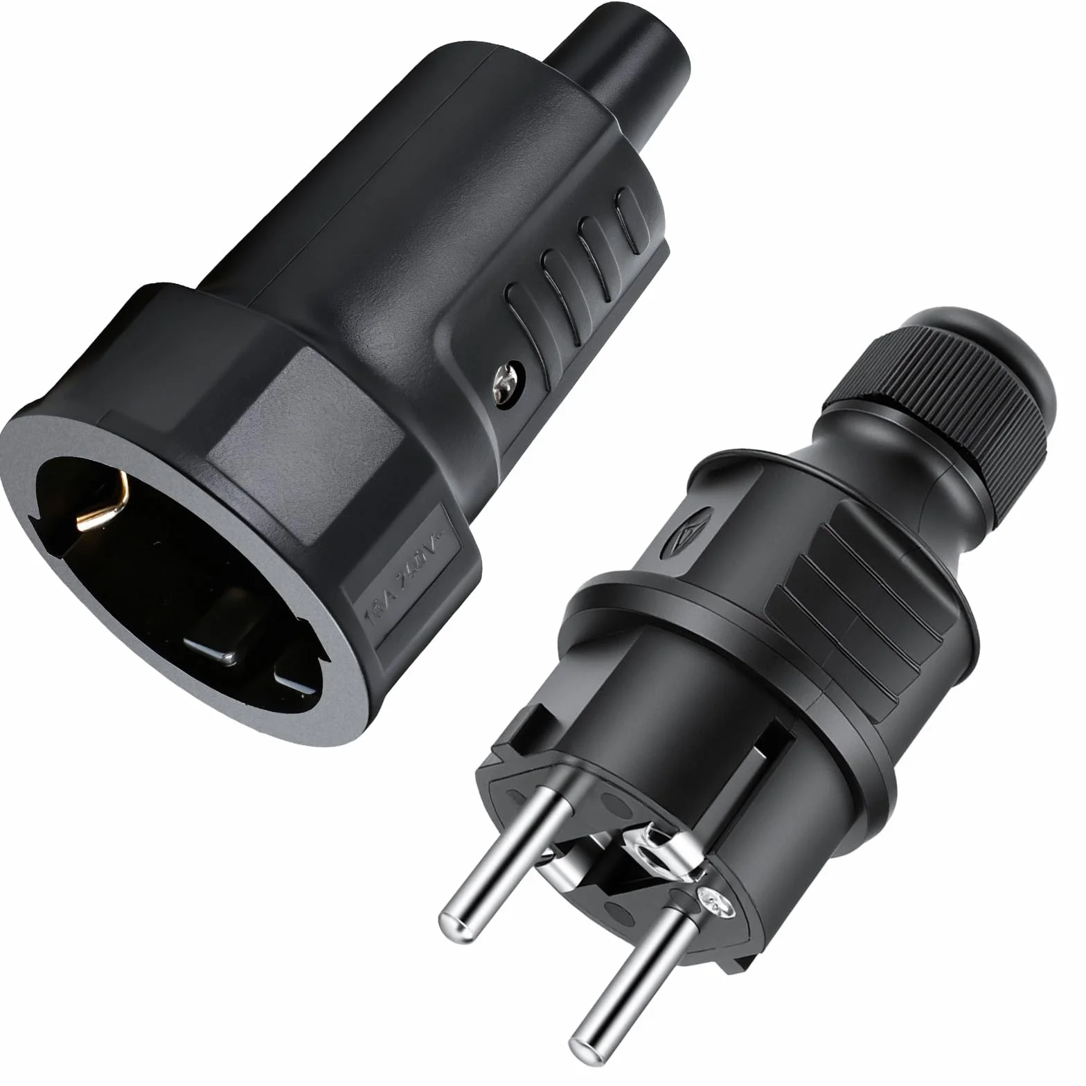 AXFEE Lot de 2 prises Schuko 250 V 16 A IP44 caoutchouc