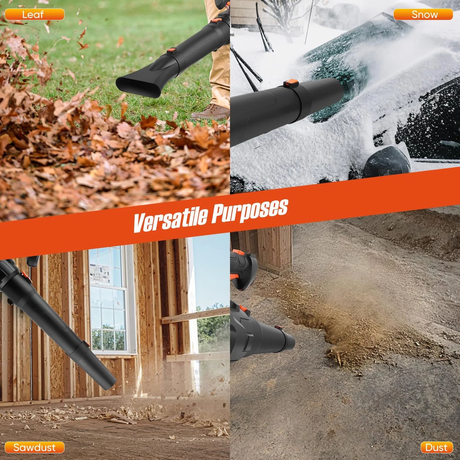 Souffleur Feuille sans Fil 2x4,5Ah, Léger avec Vitesses Réglables pour Jardin Pelouse