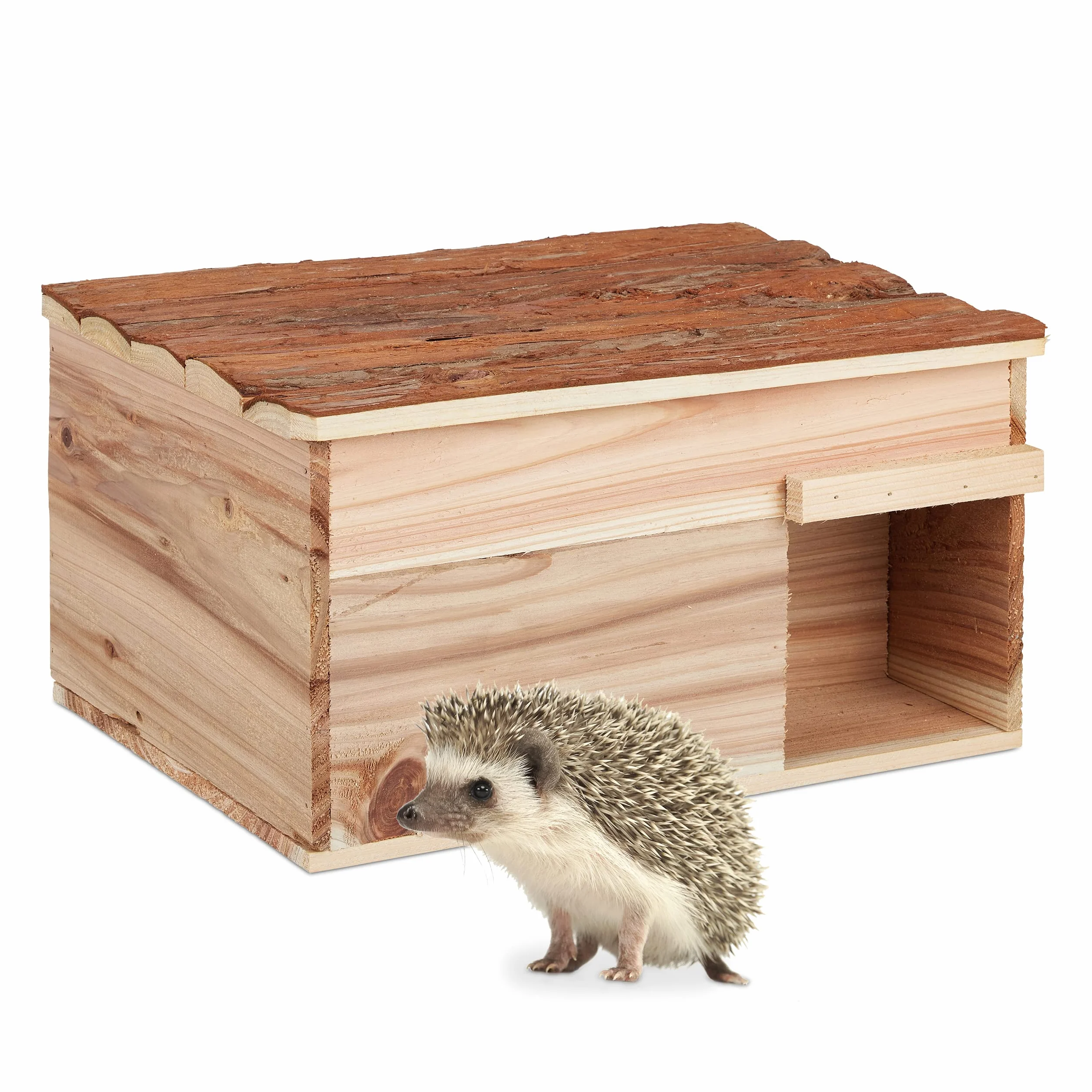 Relaxdays Maison hérisson Bois Refuge avec Sol Hiver Jardin 21 x 40 x 30 cm Nature