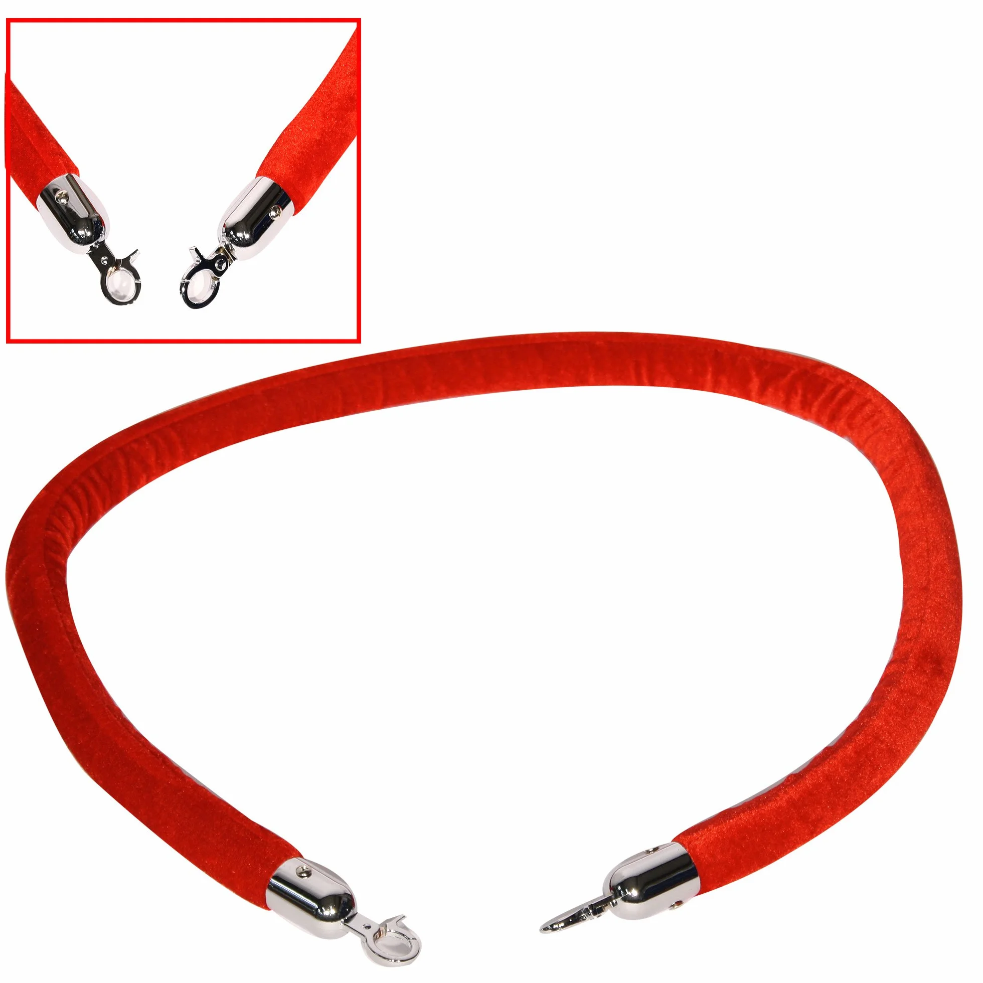 Corde de Barrière Arebos 1.5m Rouge avec Crochets Argentés pour Contrôle des Foules