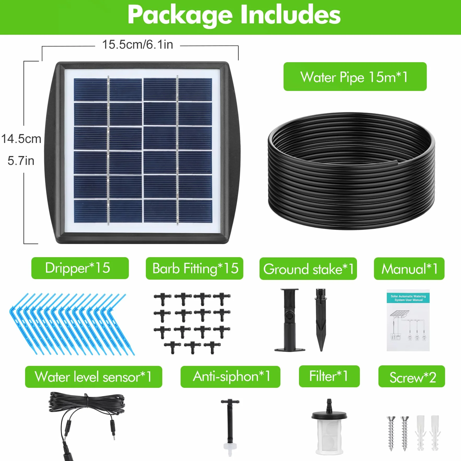 Kit Arrosage Automatique Solaire Forever Speed 15M Tuyau Irrigation Goutte à Goutte pour Jardin Balcon
