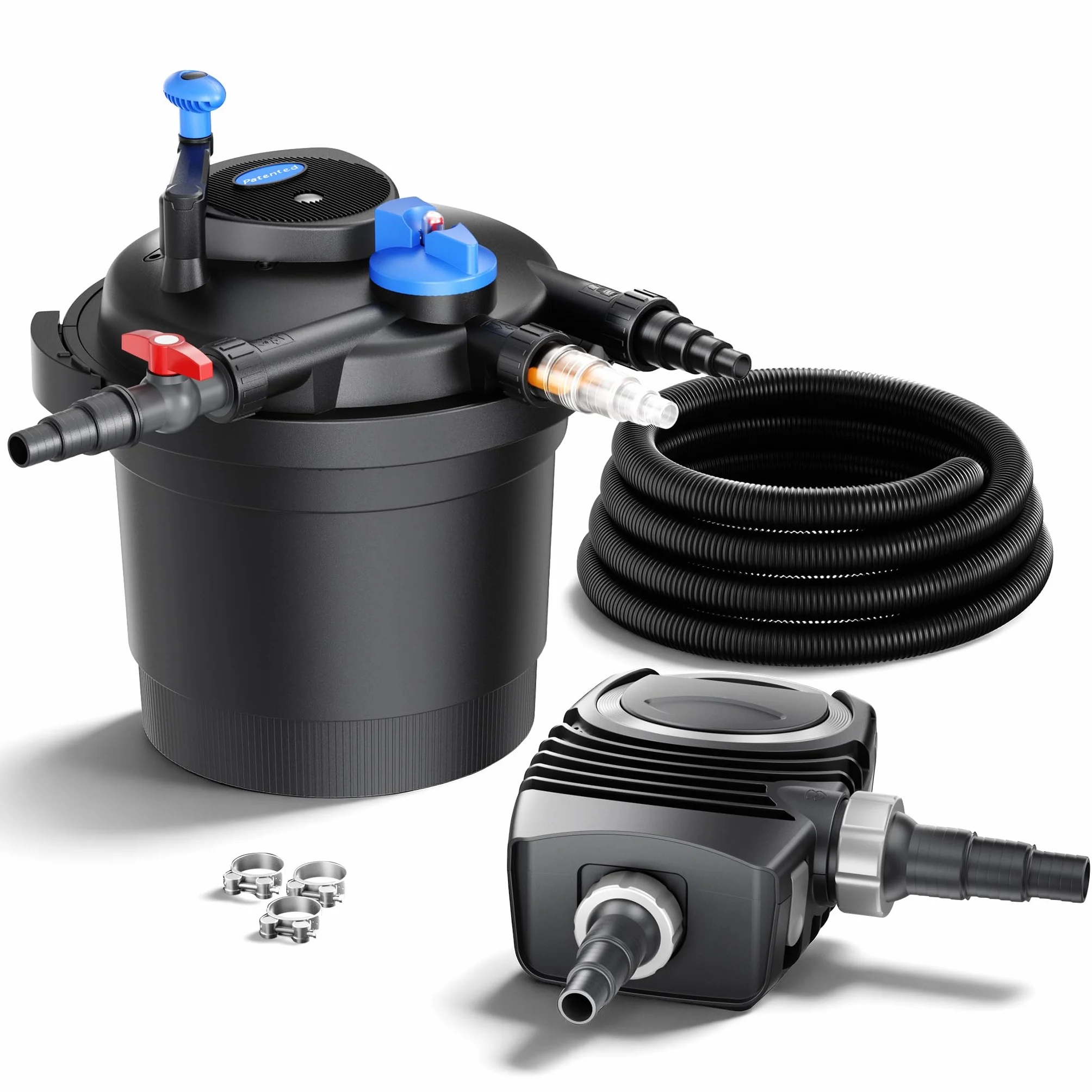 SunSun CPF-5000 Kit complet filtre de bassin à pression 9000 L avec lampe UV 11W NEO-2800 SuperECO pompe 3000l/h 10W tuyau 5m 38mm