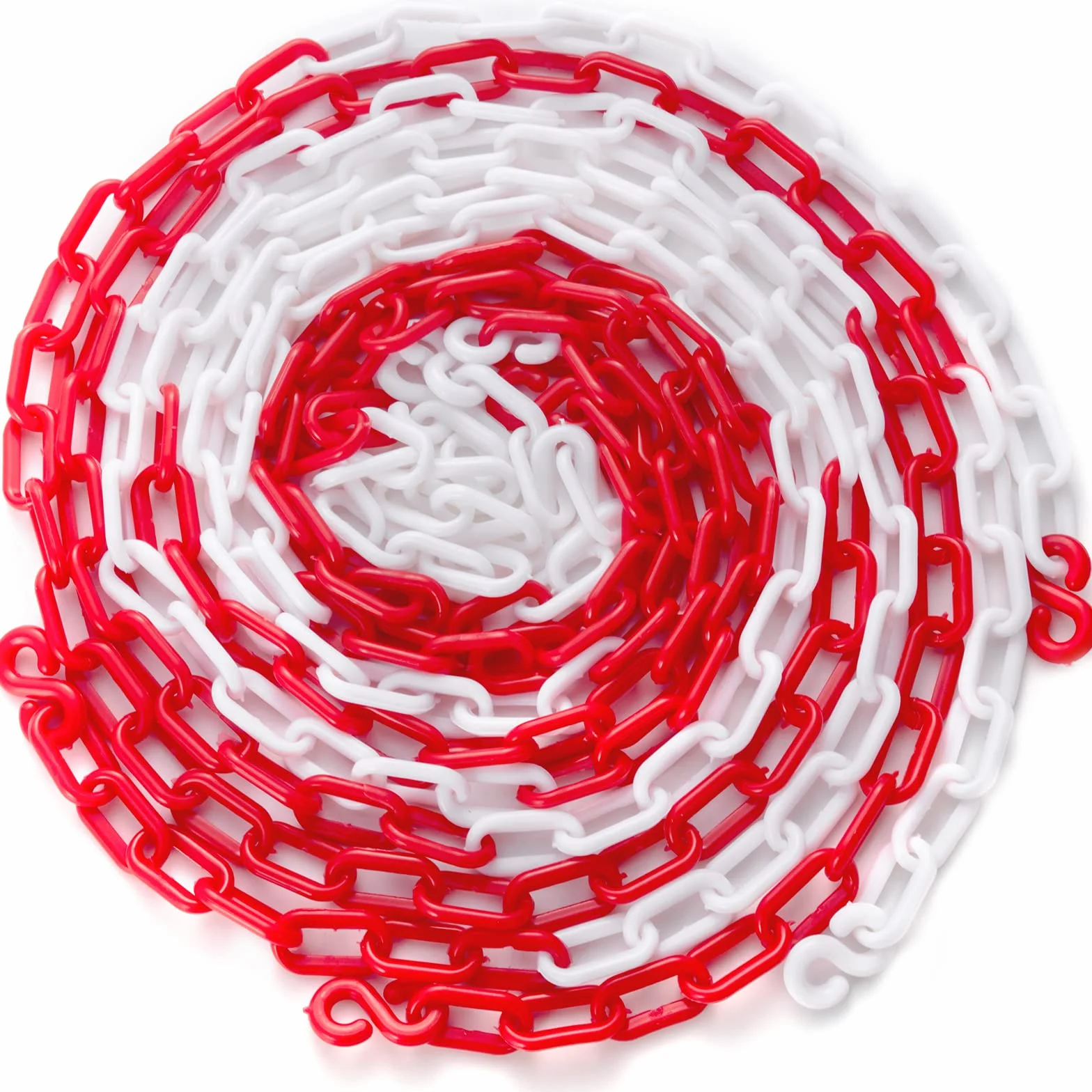 VEVOR Lot de 4 poteaux en plastique avec chaîne 9,8 m et 8 crochets en S Blanc pour contrôle de foule parking chantier