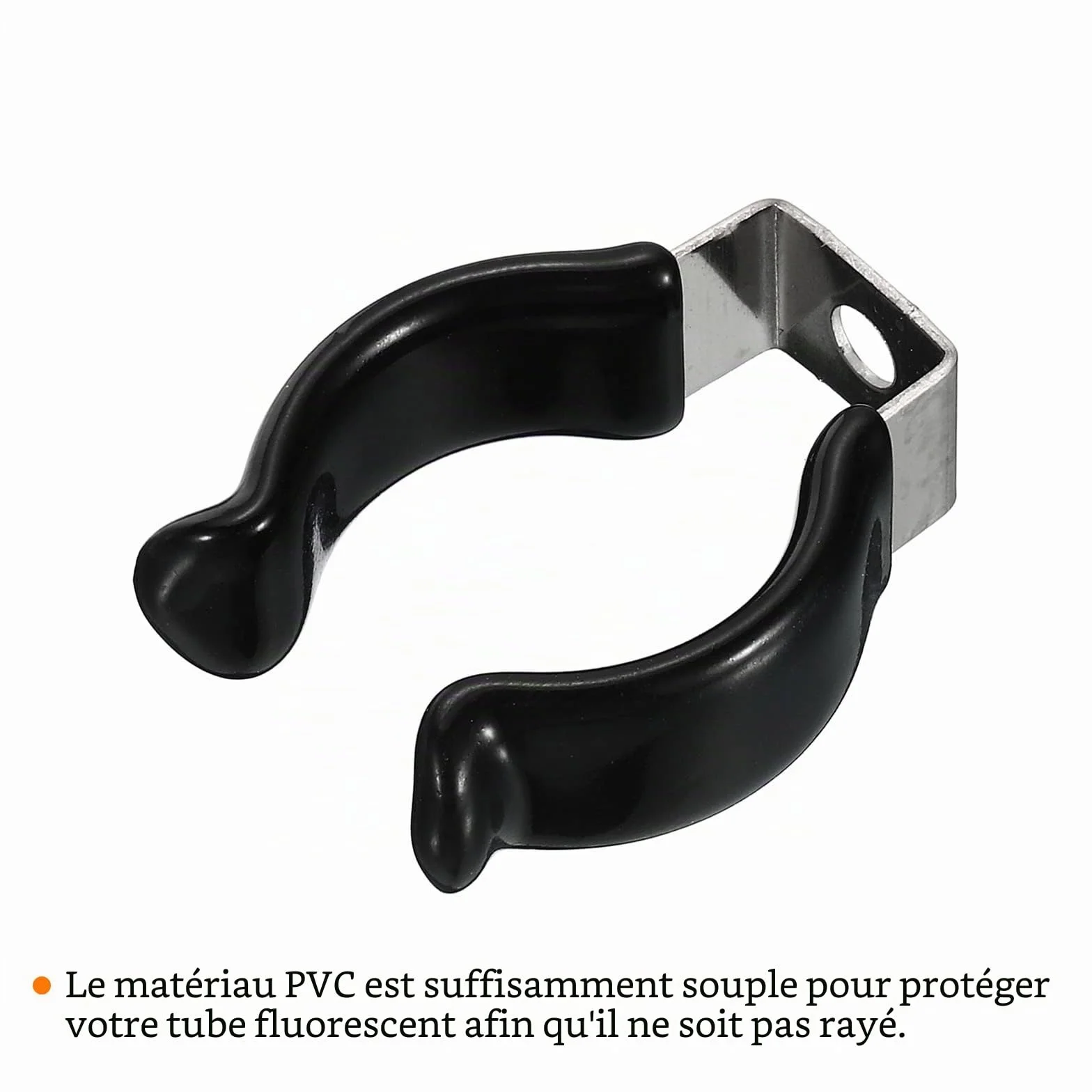 sourcing map Lot de 8 clips T8 U - Clips de fixation pour bande lumineuse LED en acier inoxydable Noir