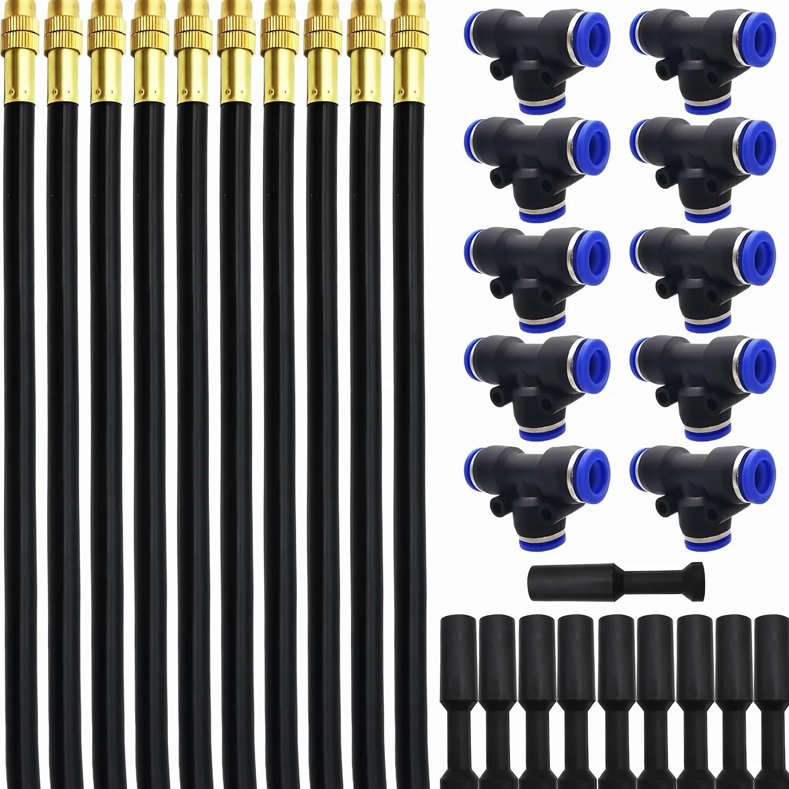 30Pcs Buse de Pulvérisation D'Irrigation,20cm Système de Brouillard Buse de Brumisation,Connecteurs de Type T,Bouchons D'Irrigation,pour Tuyau D'Eau 8mm de Diamètre Extérieur
