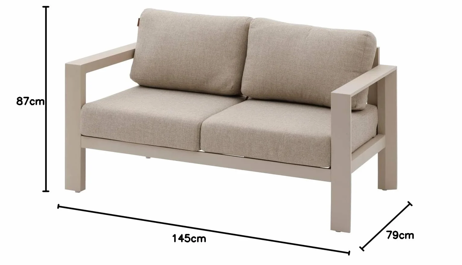 Hespéride - Canapé de Jardin Évasion Argile 2 Places Anti-Rouille 4 Coussins Déhoussables Inclus Mobilier d'Aménagement pour Terrasse Balcon Patio