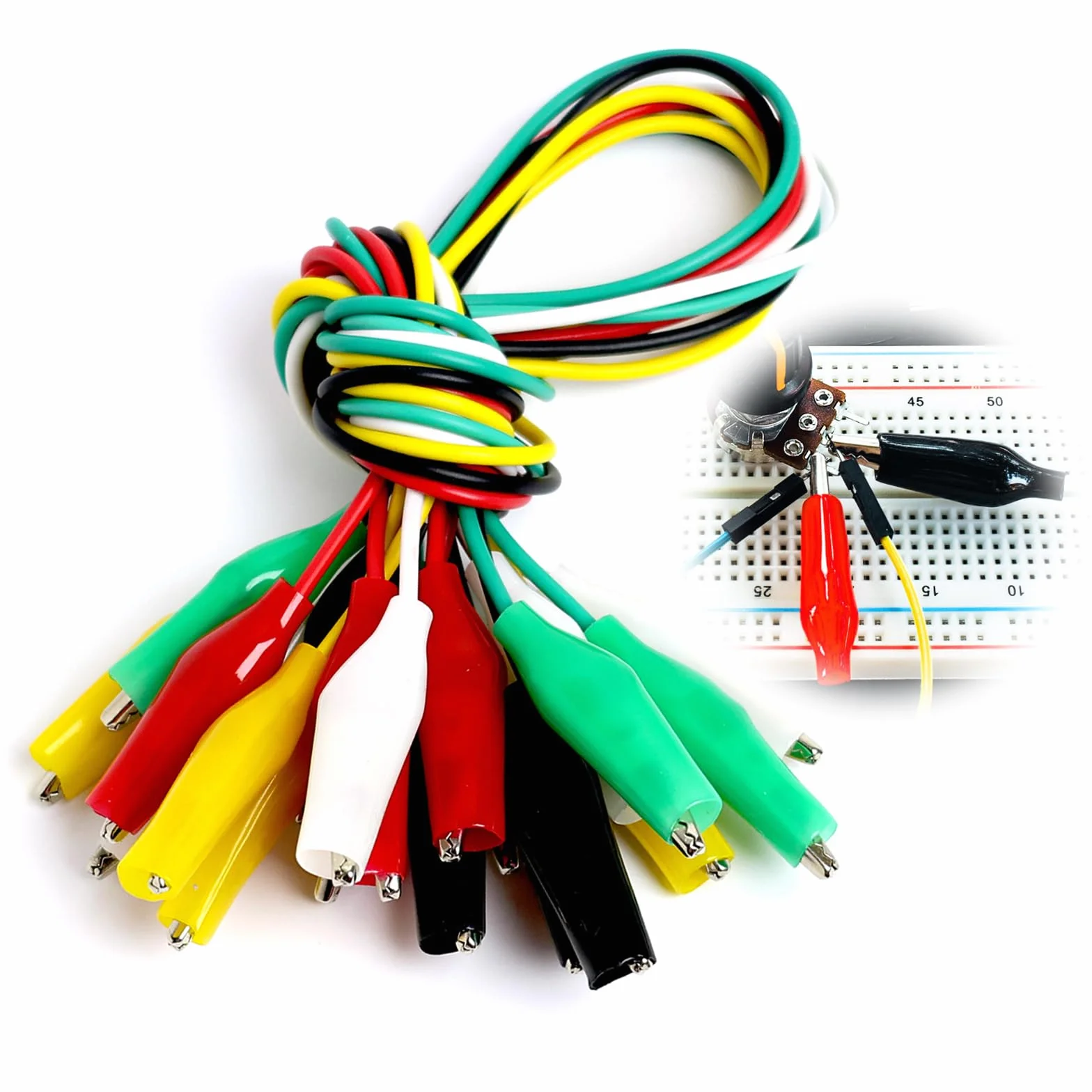 Pince Crocodile Test 10PC Câble Mesure Double Extrémité Isolé Clips Multimètre