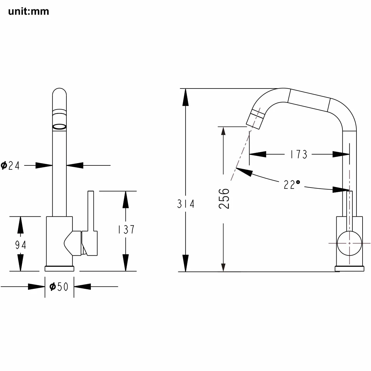 Robinet Cuisine Acier Inoxydable Brossé Mitigeur Evier Haute Pression Pivotant 360° Eau Chaud Froid Cartouche Céramique
