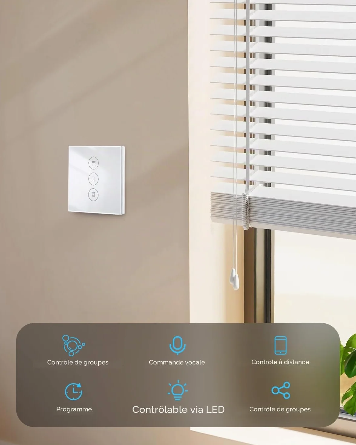 HeuxGir Interrupteur intelligent pour volets roulants WIFI compatible Alexa/Google Home