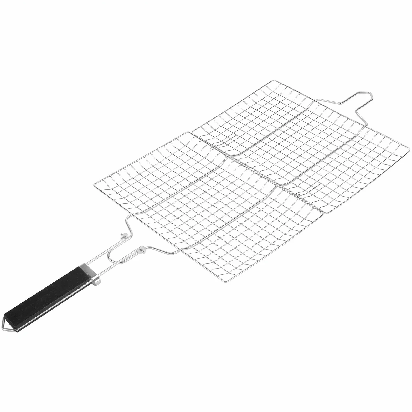 Lot de 2 paniers à barbecue pliables en acier inoxydable avec poignée amovible - 33,5 x 22 cm - Pour poissons, légumes