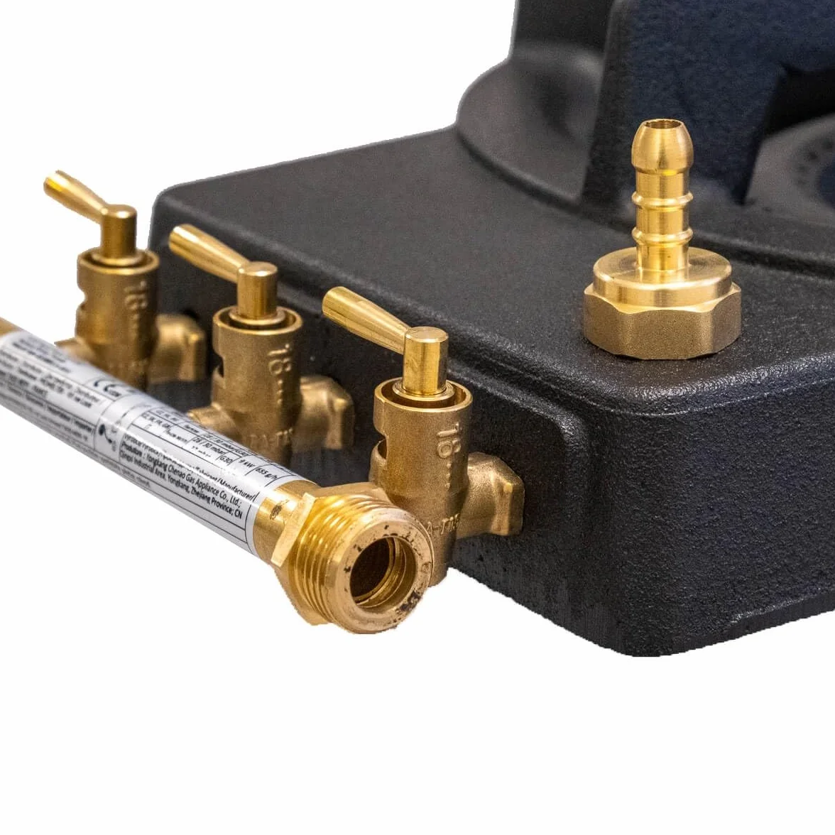 INTEC - Réchaud à gaz Professionnel TRIGLAV 9,8 KW | 2 Brûleurs en Fonte véritable | Kit Complet Pro & Camping avec 4 Pieds Stables et Tuyau Flexible 1,50m.