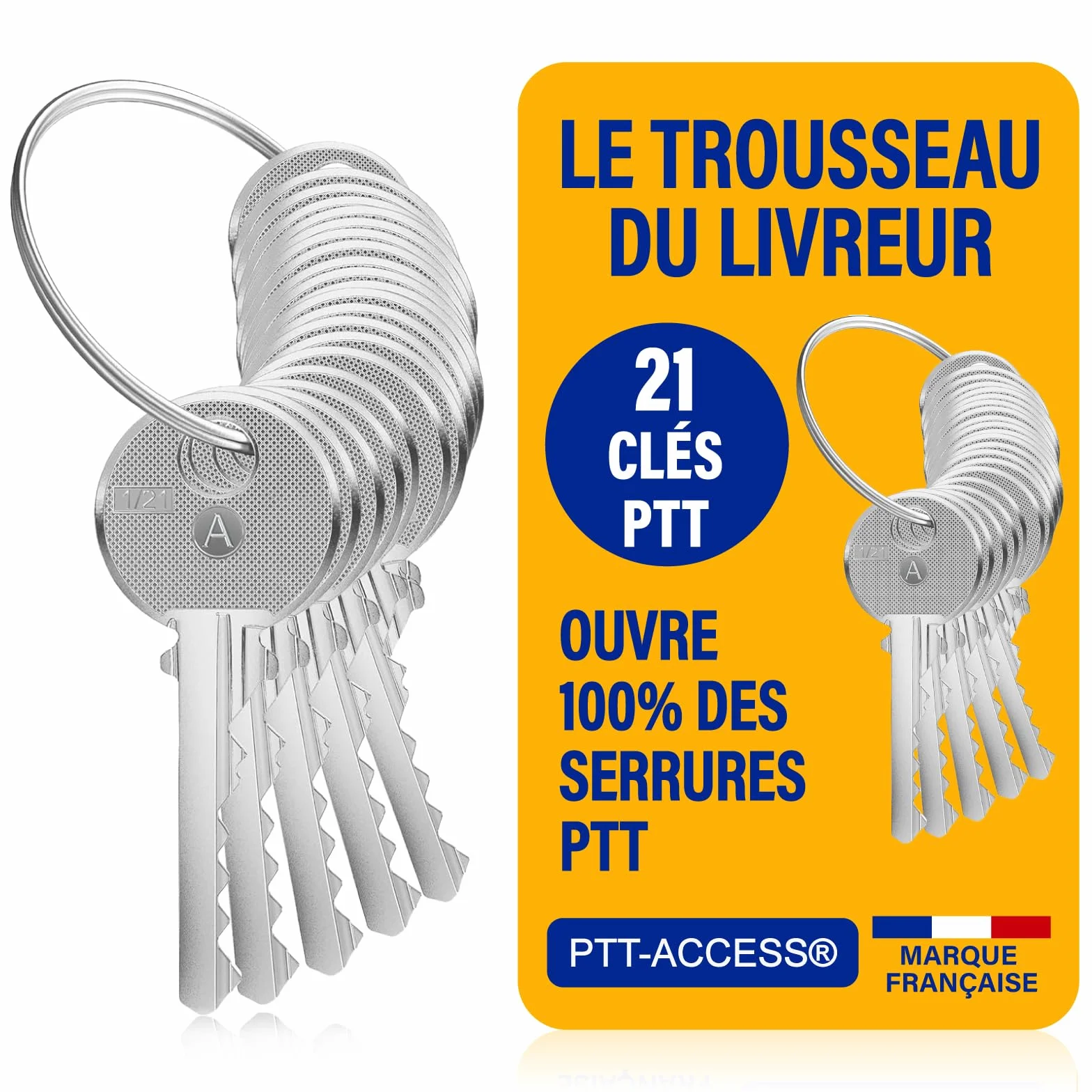 La Poste trousseau livreur 21 clés PTT serrures boîtes aux lettres