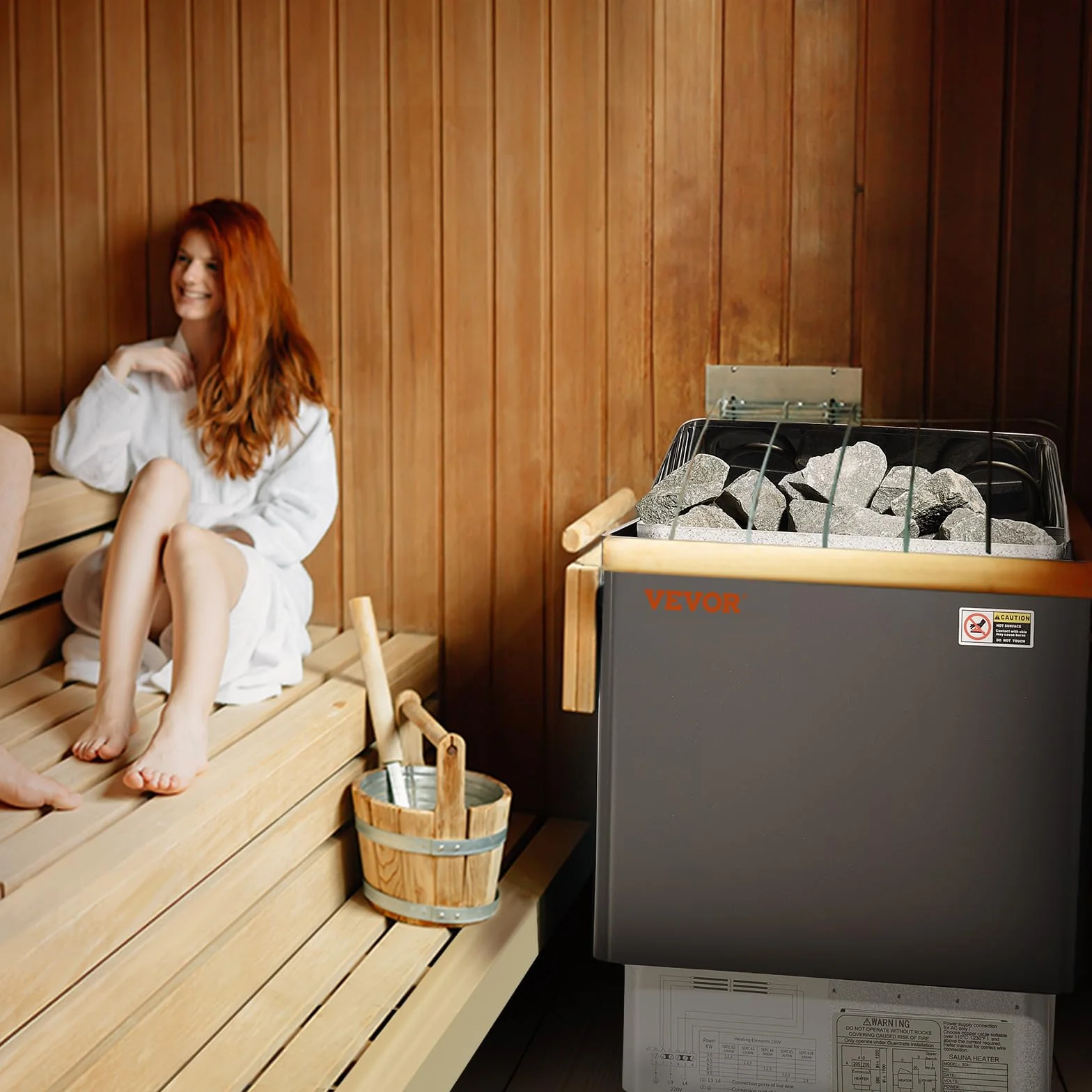 VEVOR Poêle de Sauna Électrique 8 kW 400 V 3 N, Contrôleur Numérique, 110℃ Max, pour Sauna 8-12 m³