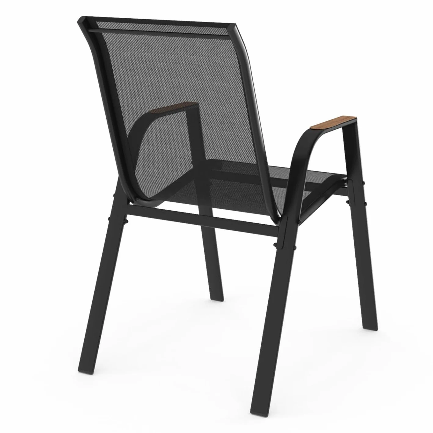 IDMarket - Lot de 6 chaises de Jardin NOUMEA métal et textilène empilables Noir et Bois