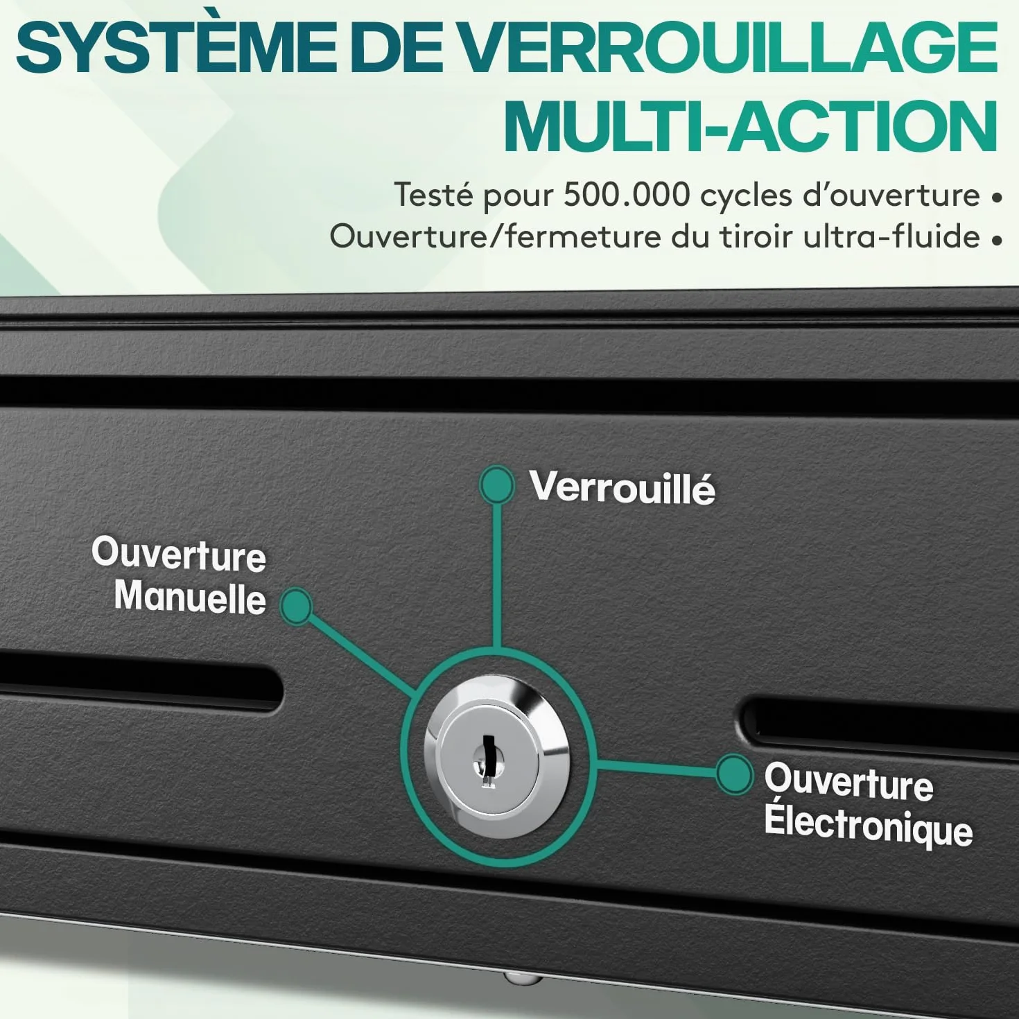 ACROPAQ Tiroir caisse métal 34 x 33 x 10 cm Compatible caisse enregistreuse RJ11 4 compartiments monnaie 8 billets