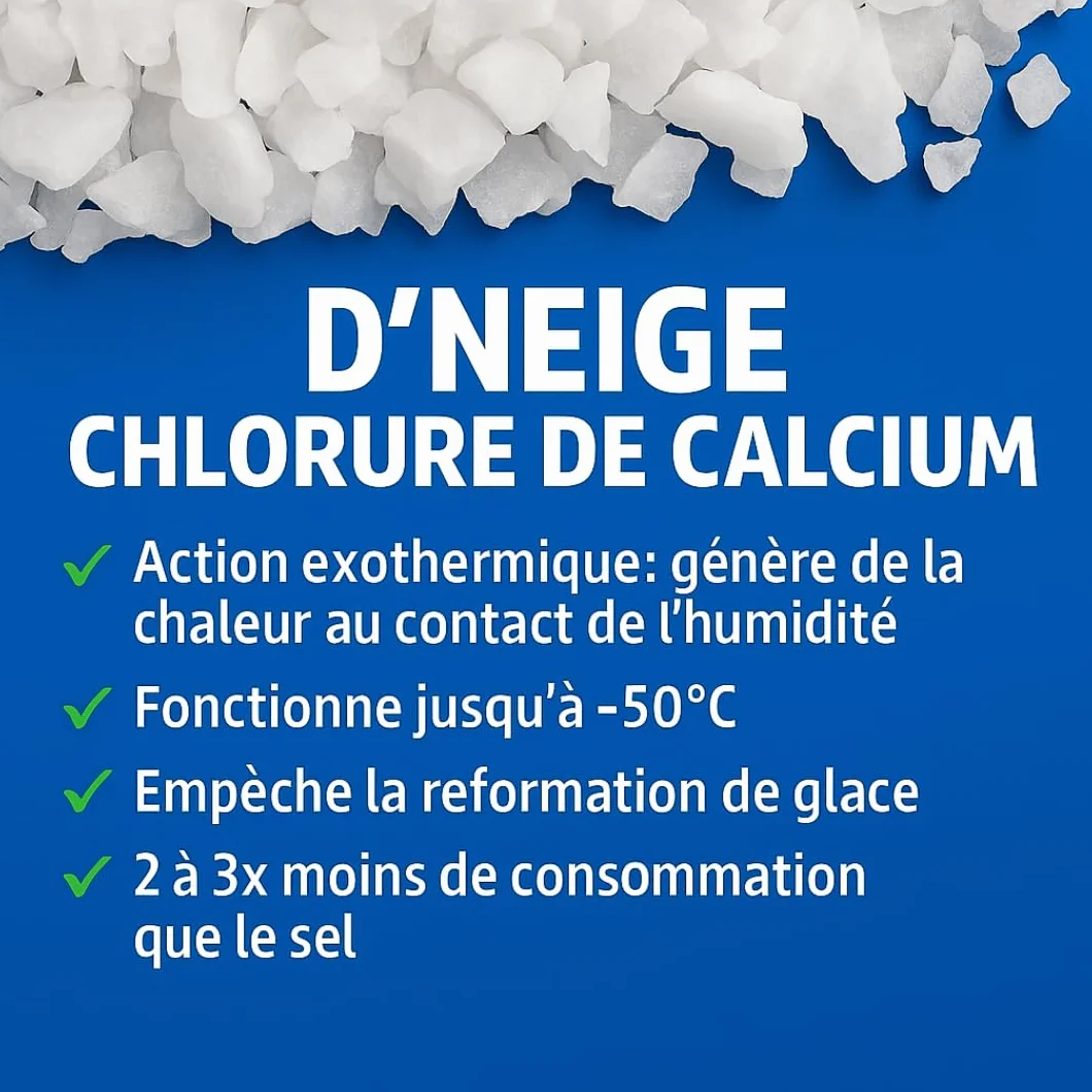 Sel de déneigement au calcium -50°C 8kg, action rapide longue durée non agressif animaux matériaux