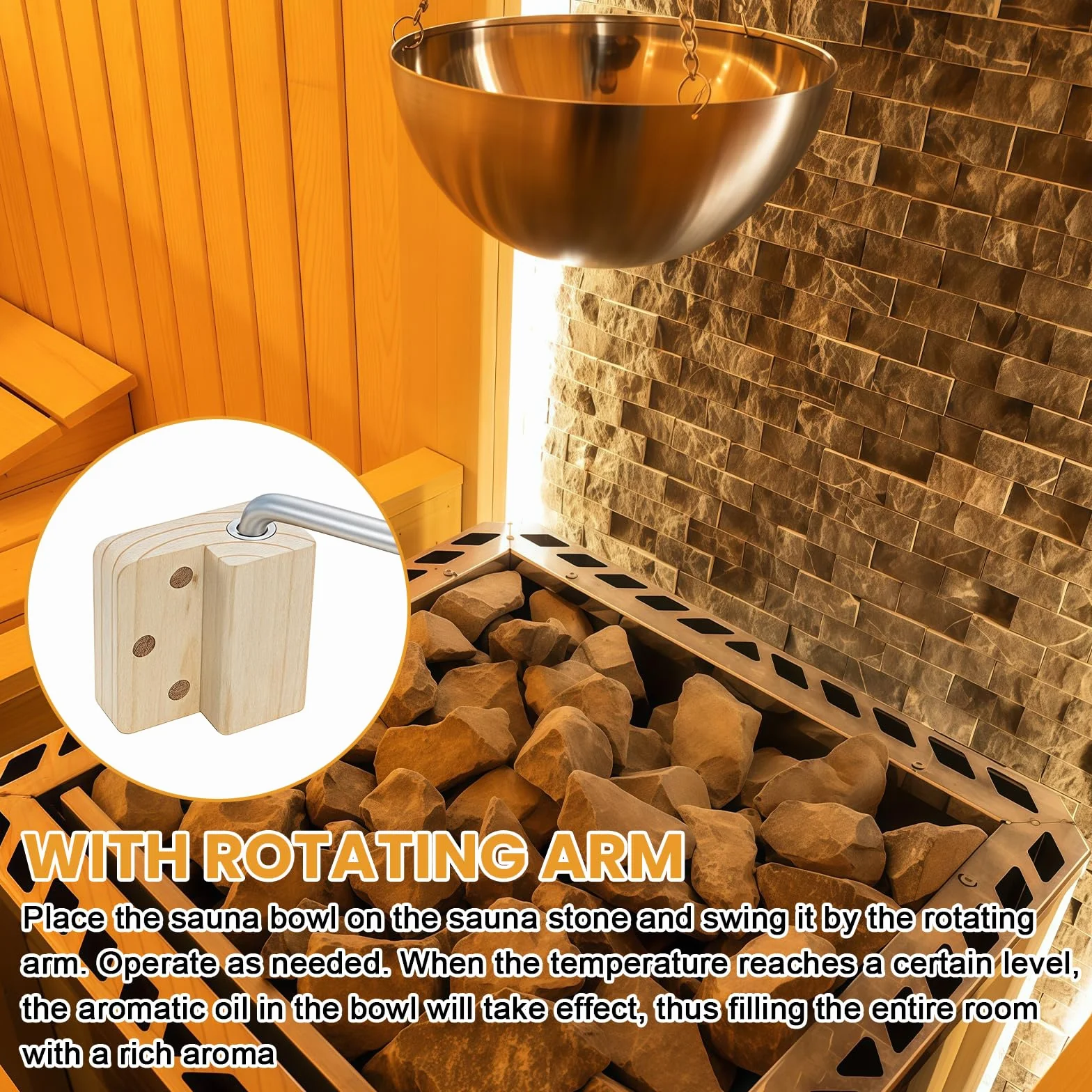 Bol aromatique pour sauna en acier inoxydable 12 cm - Bol de sauna suspendu doré