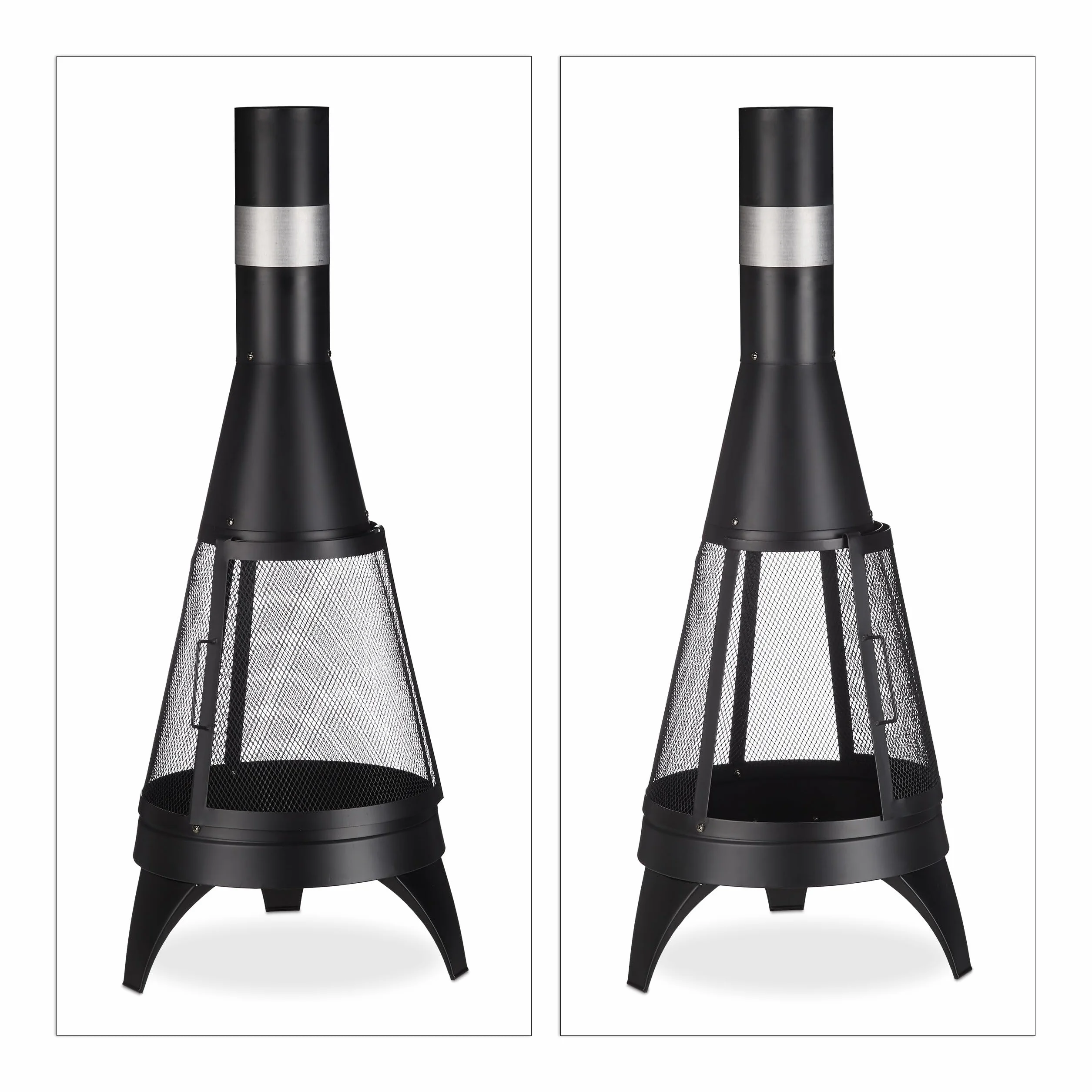 Relaxdays Cheminée de terrasse Pare-étincelle Grille tisonnier 120 x 47 cm Braséro Jardin Noir