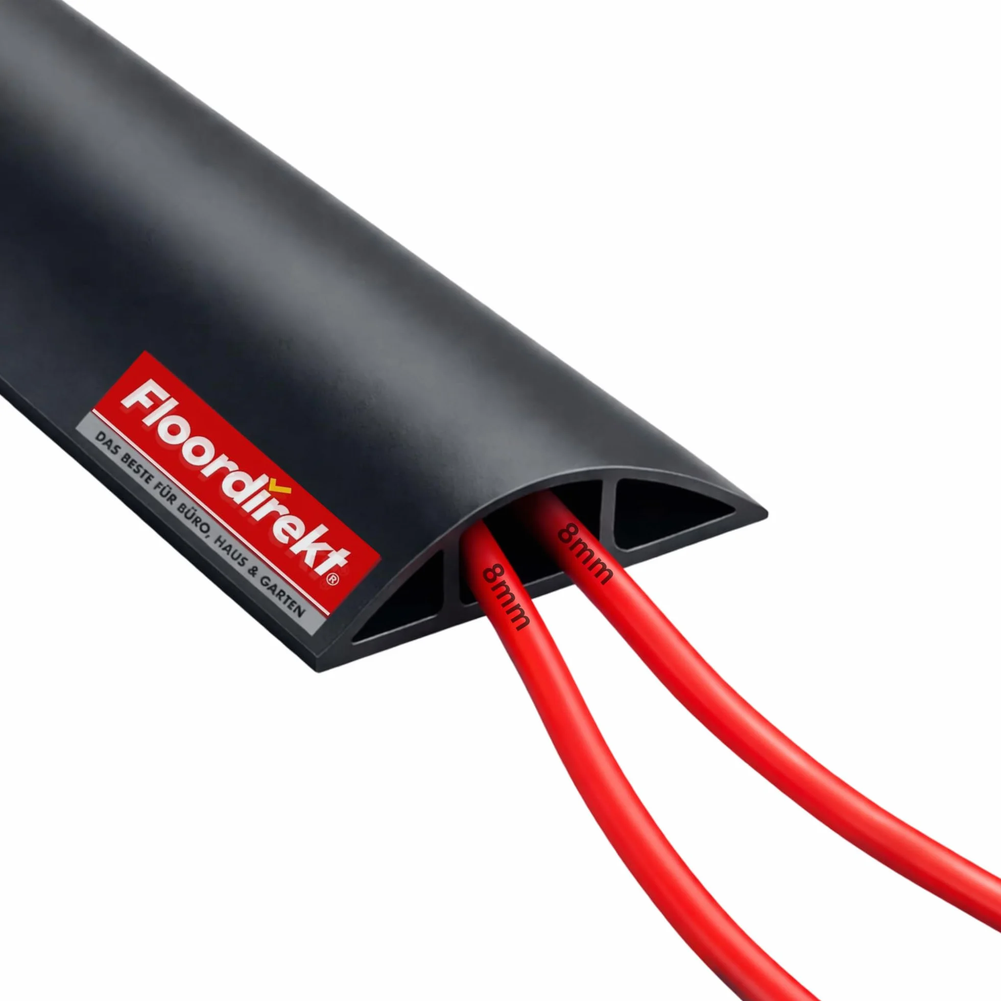 Floordirekt Cable Guard Gaine de protection anti-trébuchement pour sol 1,8 m protection 2 câbles Noir