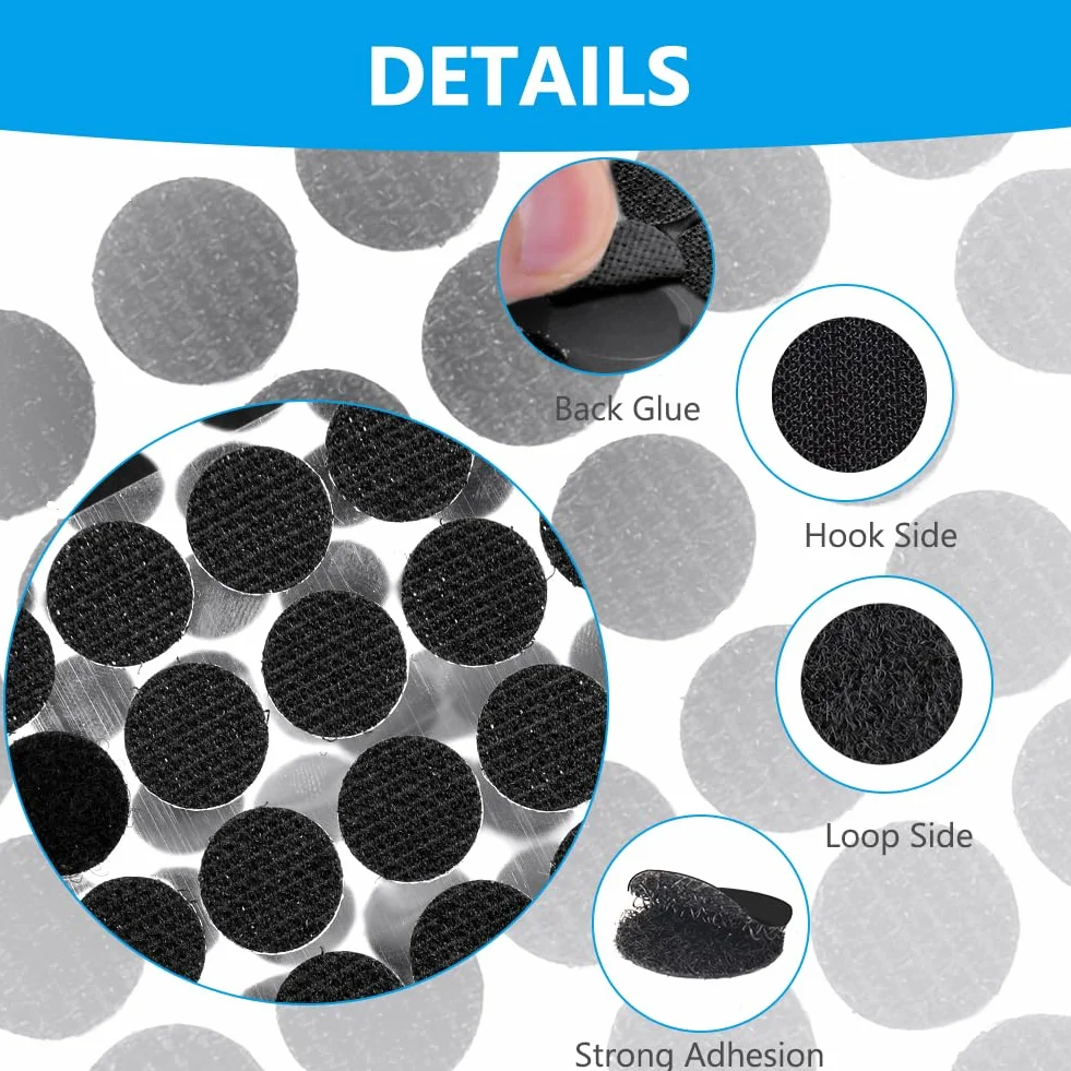 OFFCUP Scratch Autocollant Rond 504 Paires 10mm Noir Double Face Pastille Adhesive Collant Point DIY Artisanat