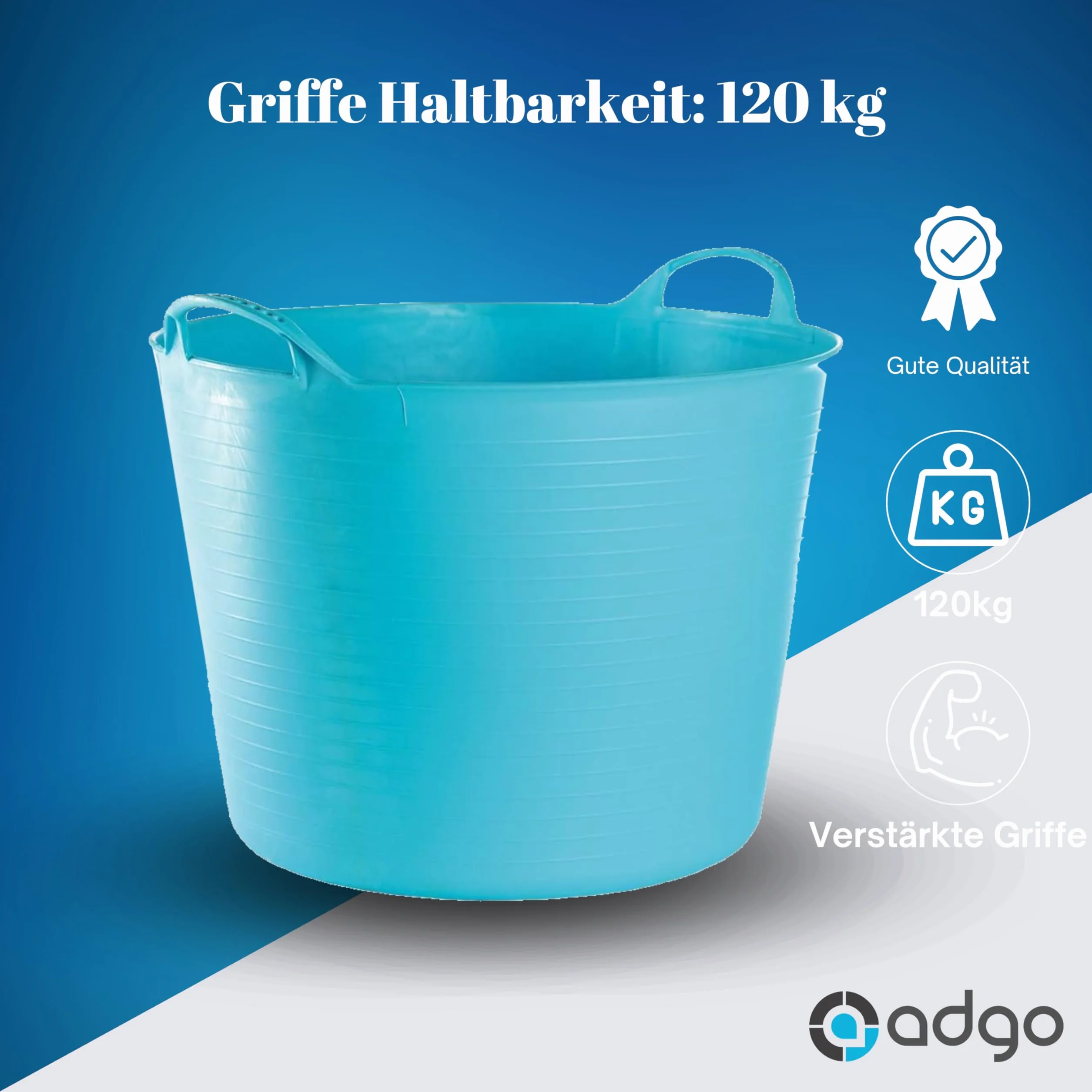 Container Bucket Basket Flexible Flexi Multifunctional, Ecurie, Jardin, Garage, Alimentation Animale, Stockage, Transport, Arrosage, Lavage, Résistance 120 kg, 44x33x35cm 42L Turquoise