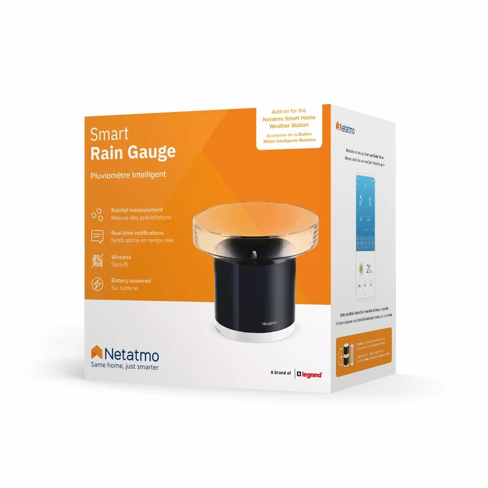 Netatmo Pluviomètre connecté sans-Fil NRG01-WW Noir pour Station Météo